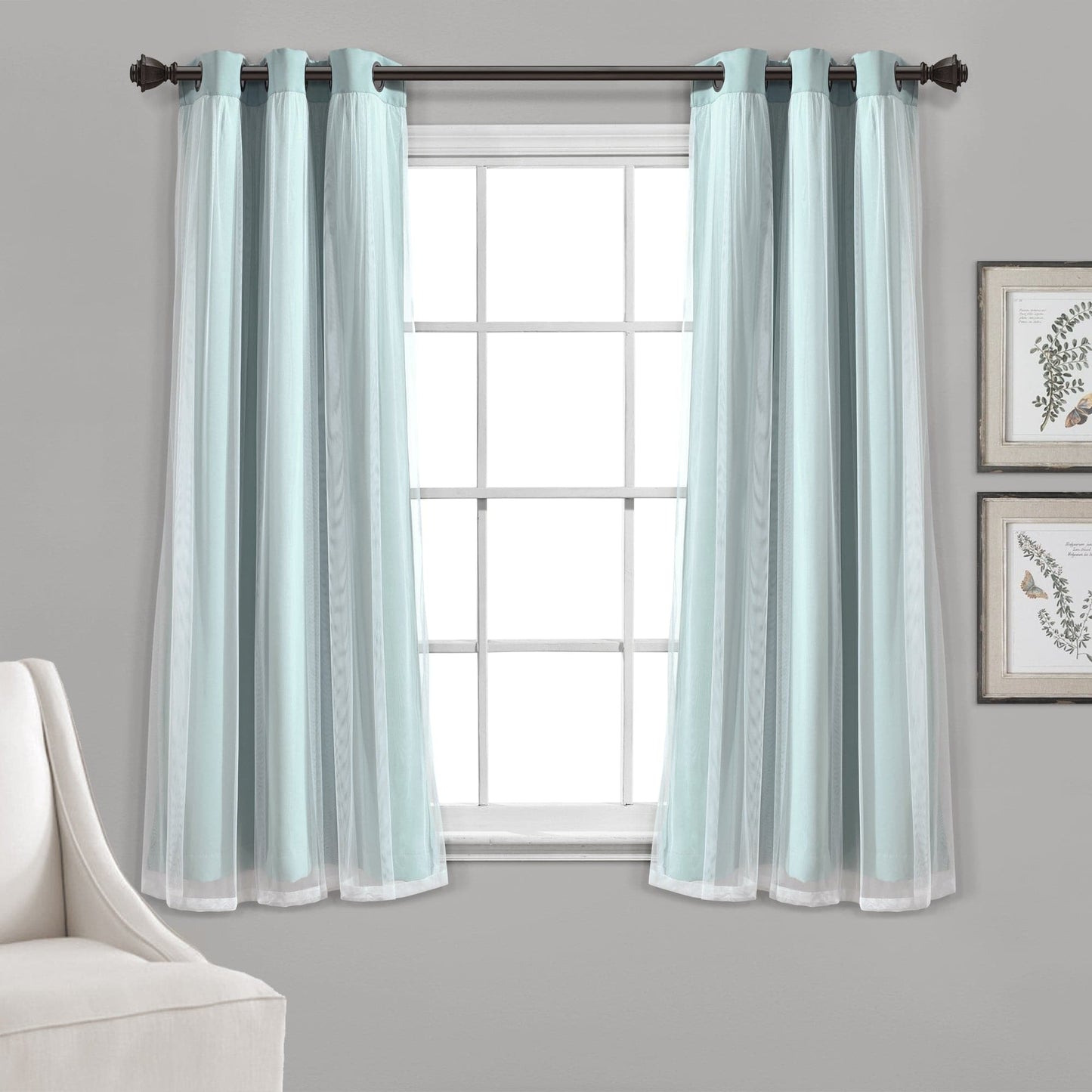 Grommet Sheer With Insulated Blackout Lining Curtain Panel Set