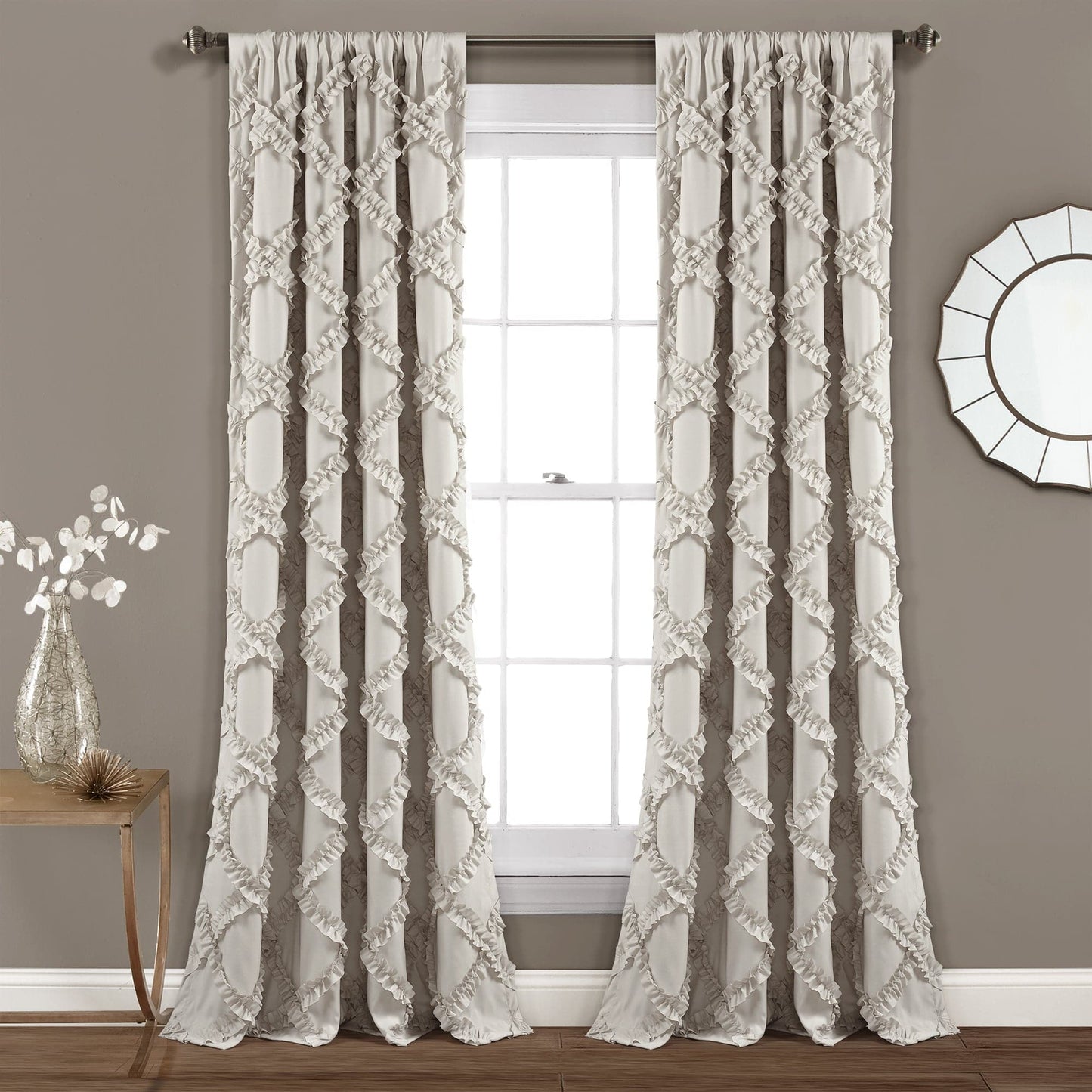 Ruffle Diamond Window Curtain Set