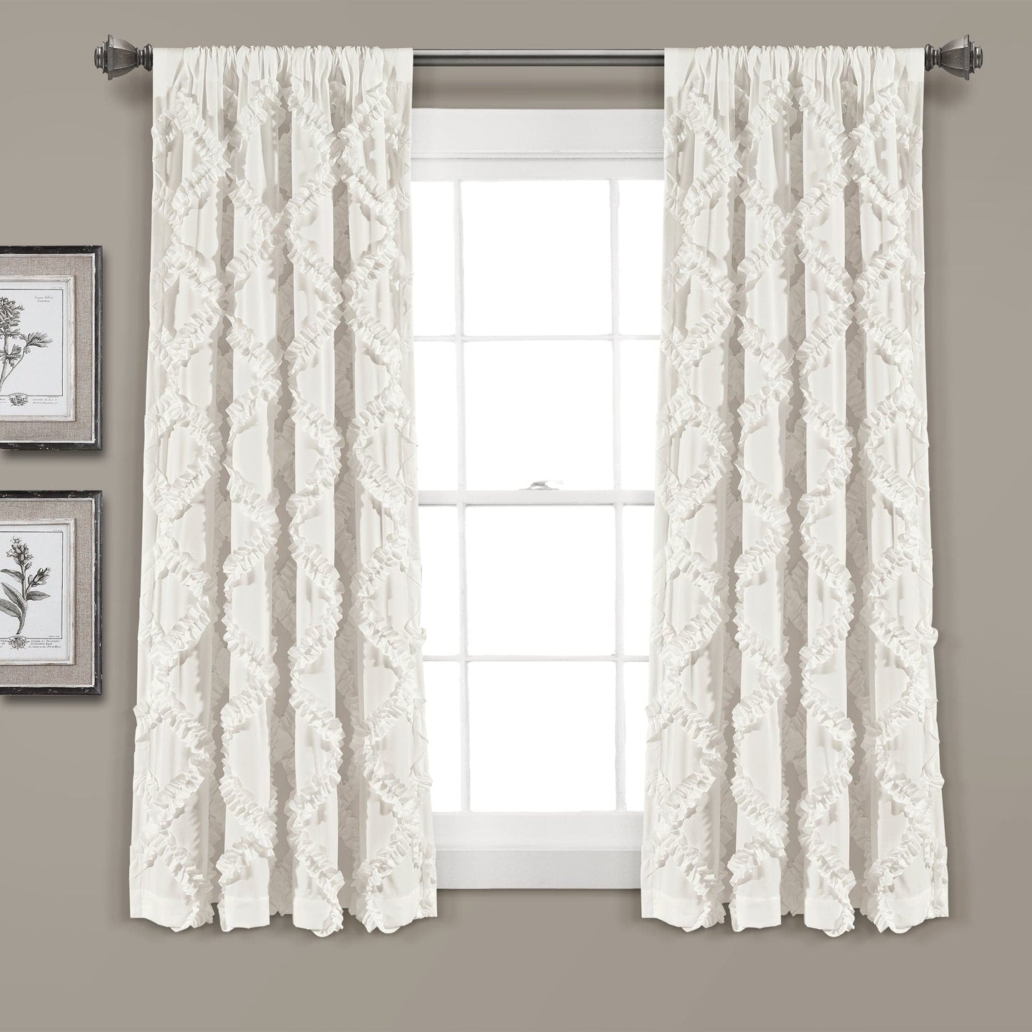 Ruffle Diamond Window Curtain Set