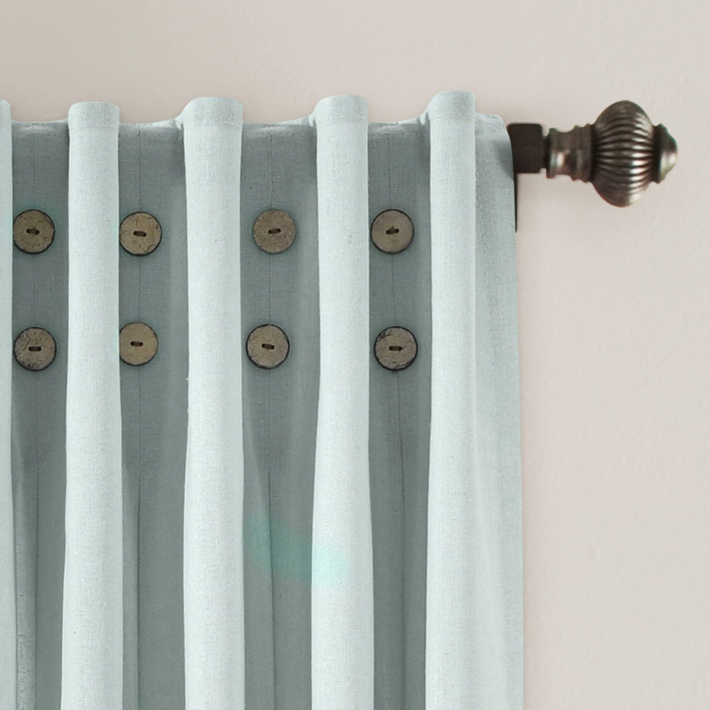 Linen Button Pinched Pleat Window Curtain Panel