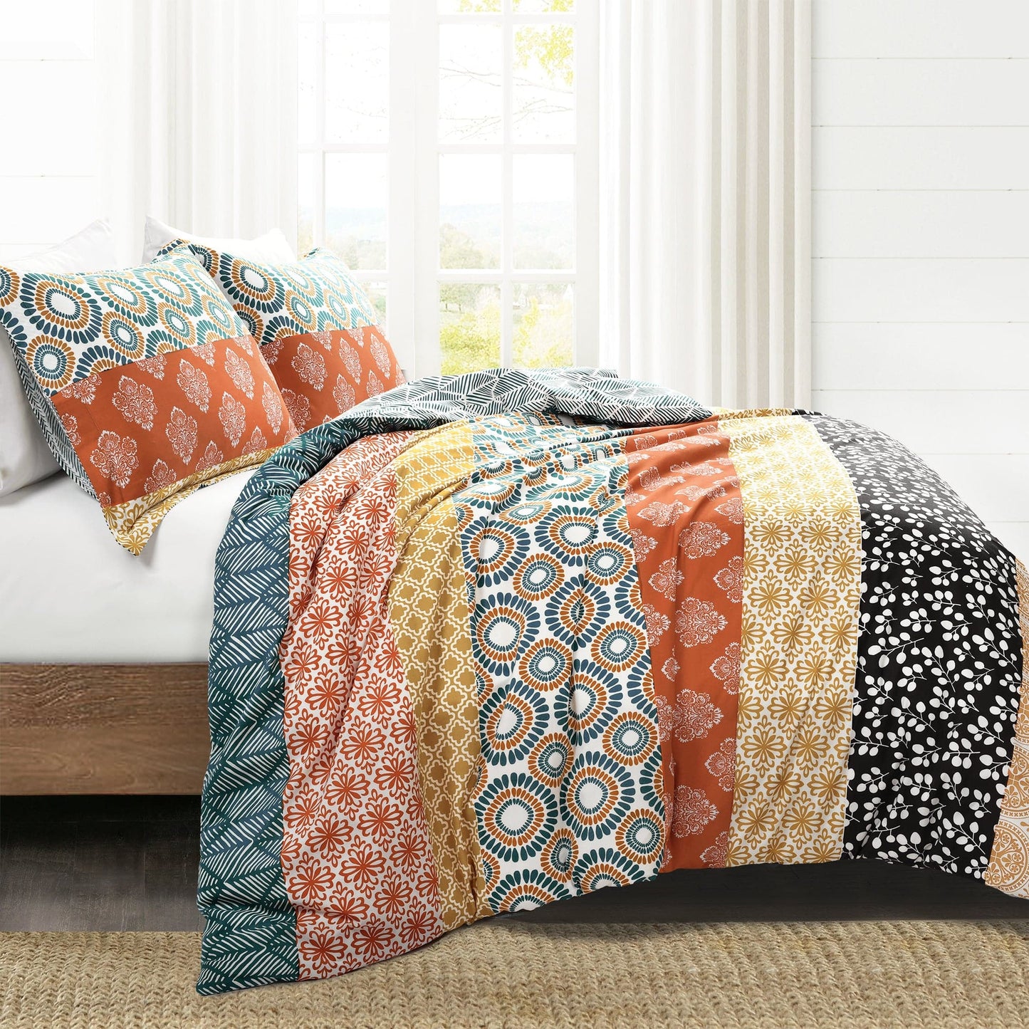 Bohemian Stripe Cotton Reversible Duvet Cover Set