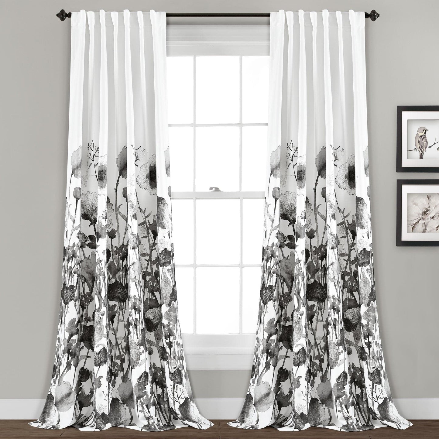 Zuri Flora Light Filtering Window Curtain Panel Set