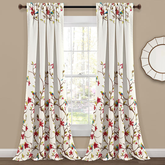 Neela Birds Light Filtering Window Curtain Panel Set