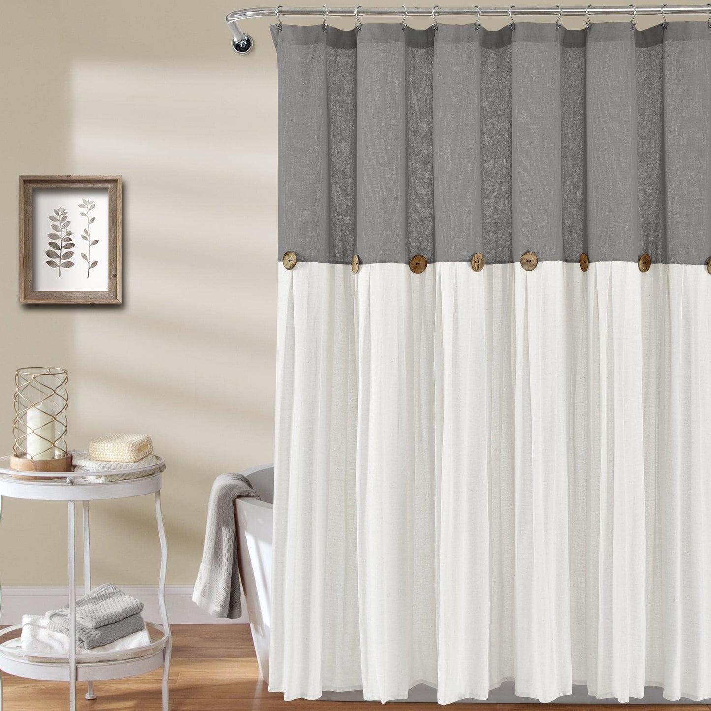 Linen Button Shower Curtain