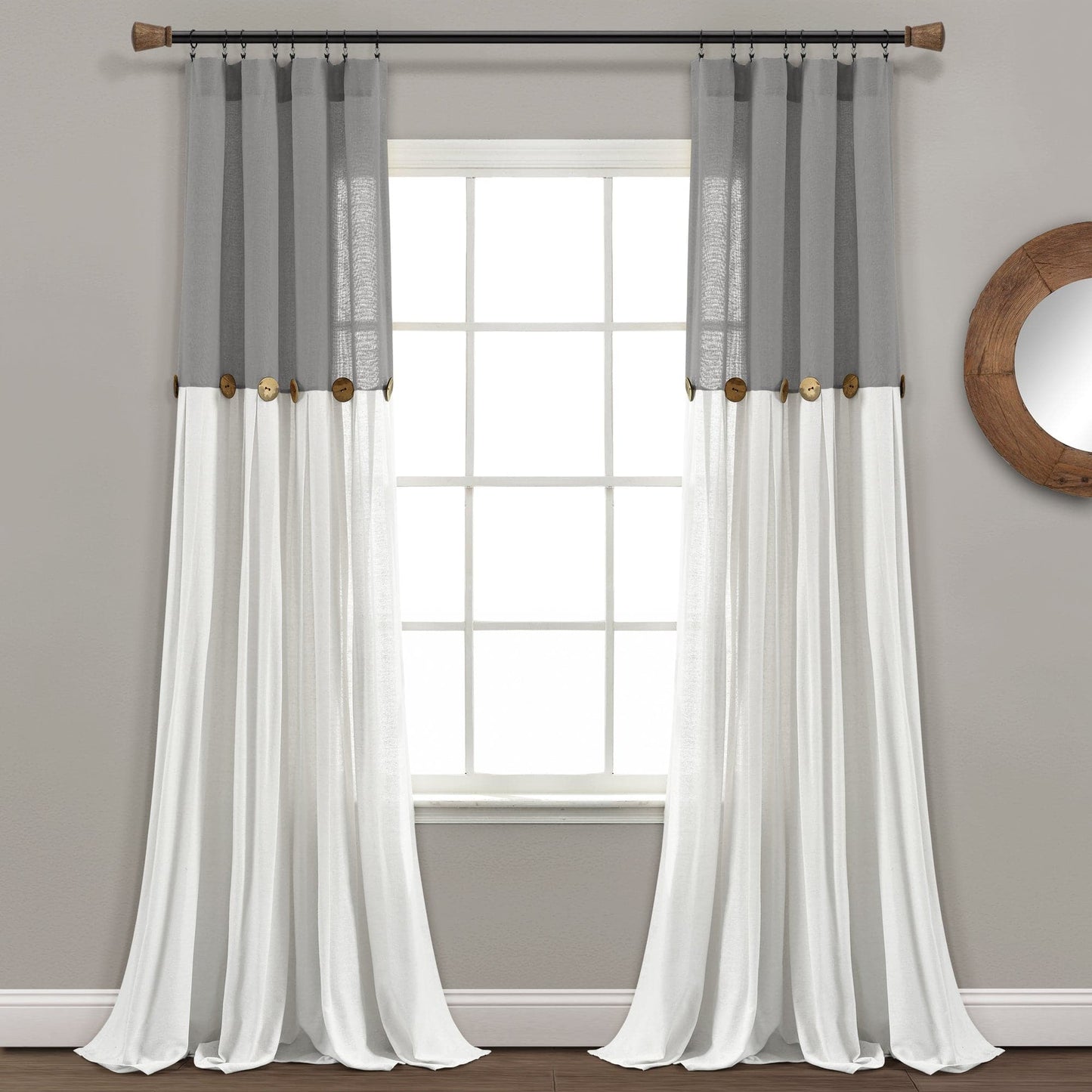 Linen Button Window Curtain Panel