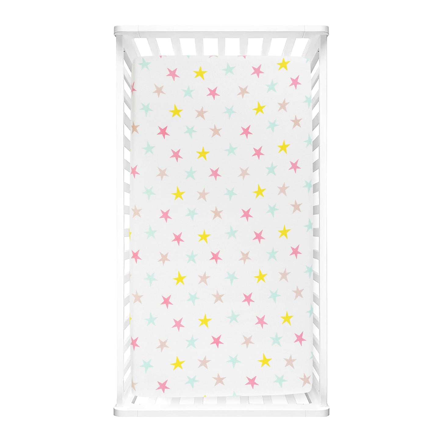 Unicorn Heart Rainbow Star Organic Cotton Fitted Crib Sheet 2 Pack Set