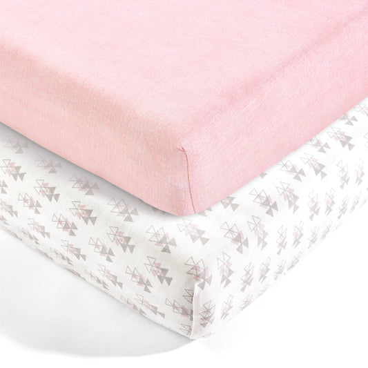 Pixie Fox Geo Organic Cotton Fitted Crib Sheet 2 Pack Set