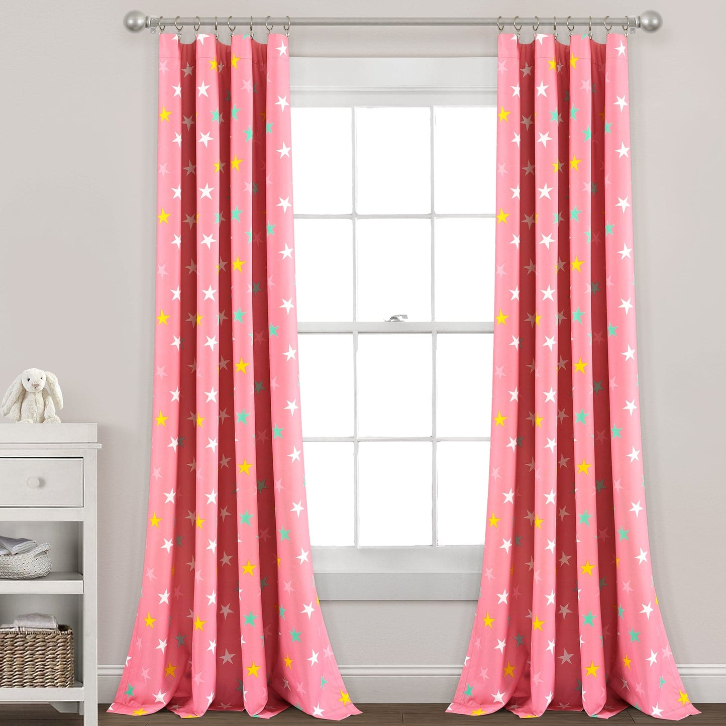 Unicorn Heart Rainbow Star Blackout Window Curtain Panel