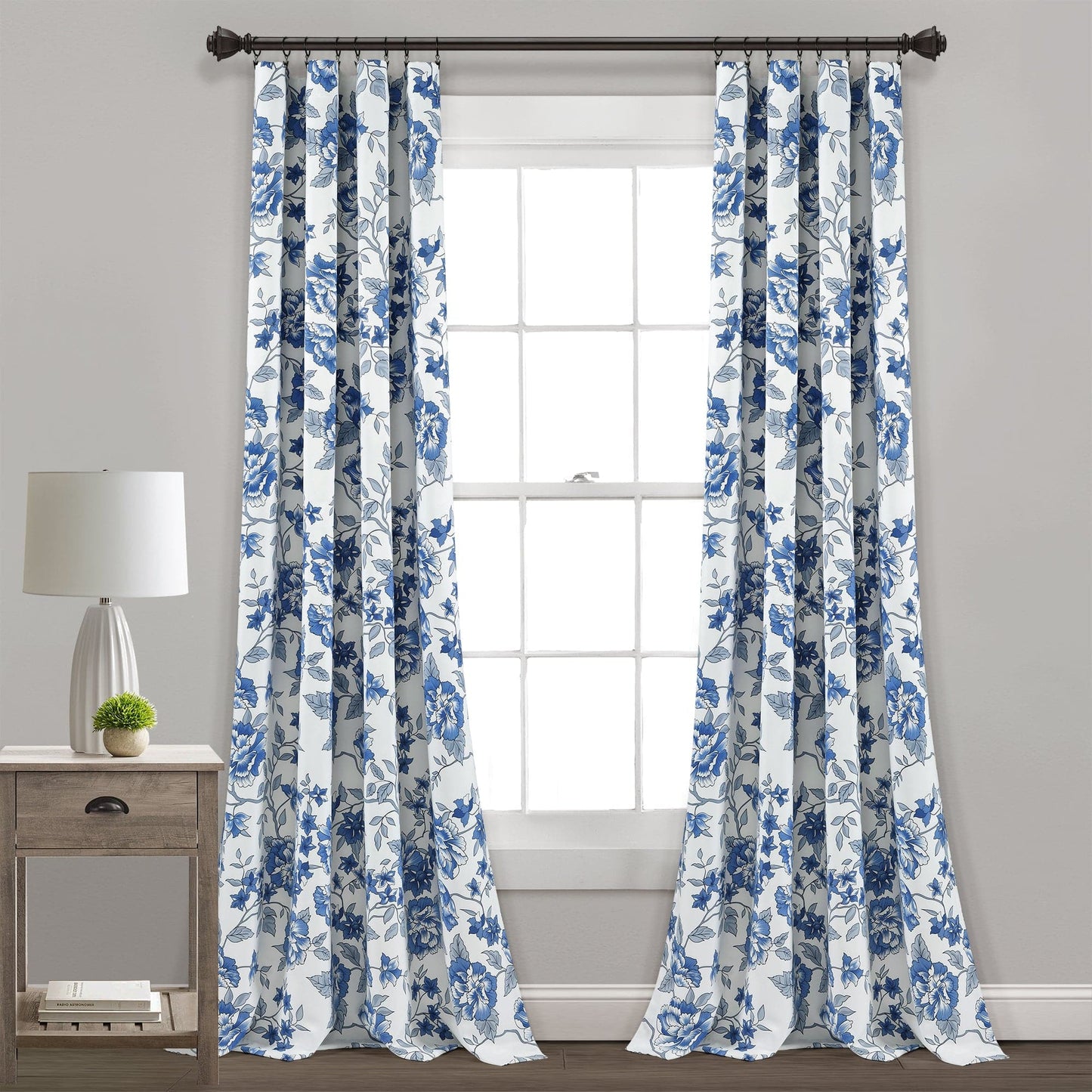 Ivana Floral Light Filtering Window Curtain Panel Set