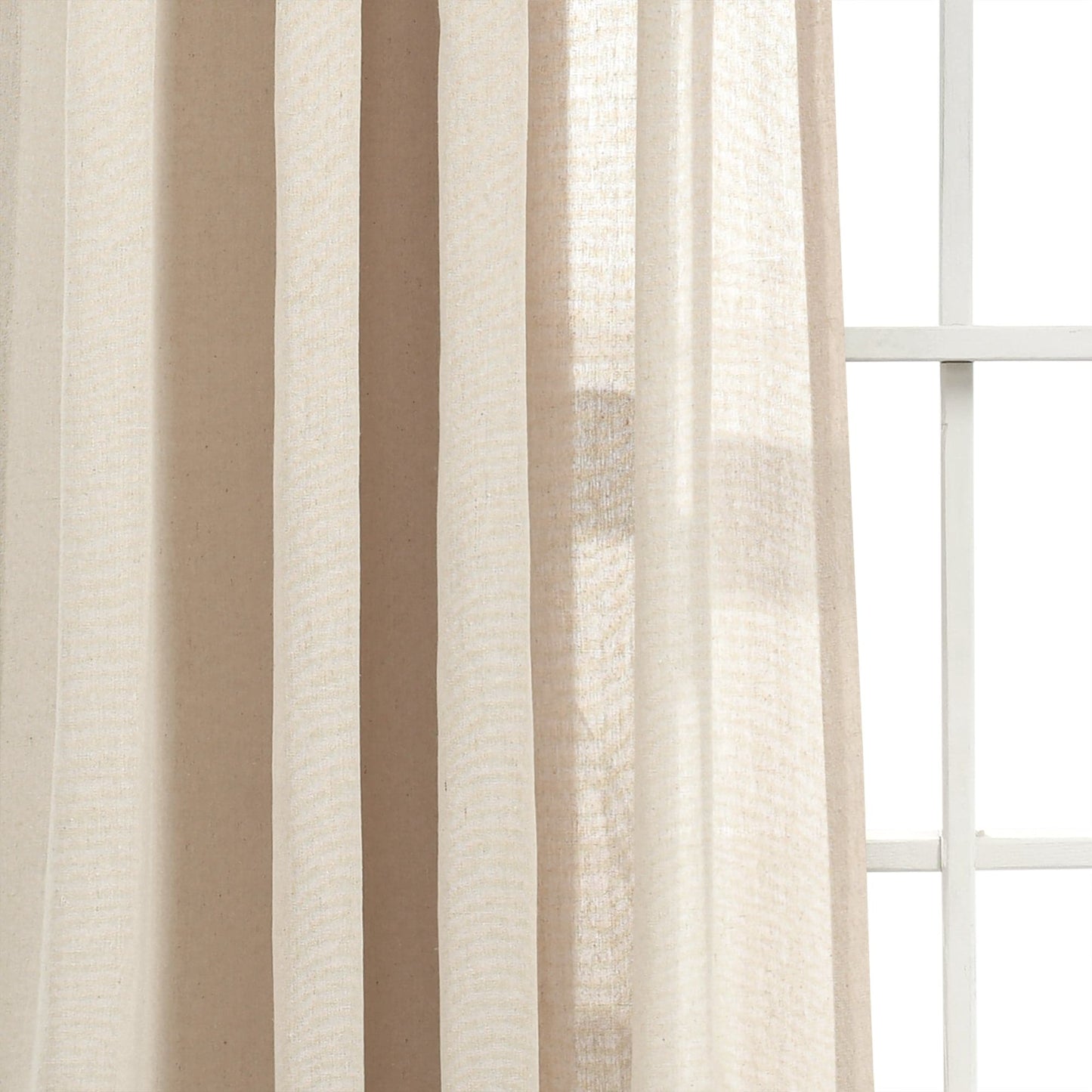 Ruched Waterfall Faux Linen Window Curtain Panel