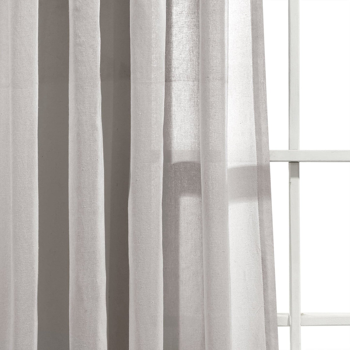 Ruched Waterfall Faux Linen Window Curtain Panel