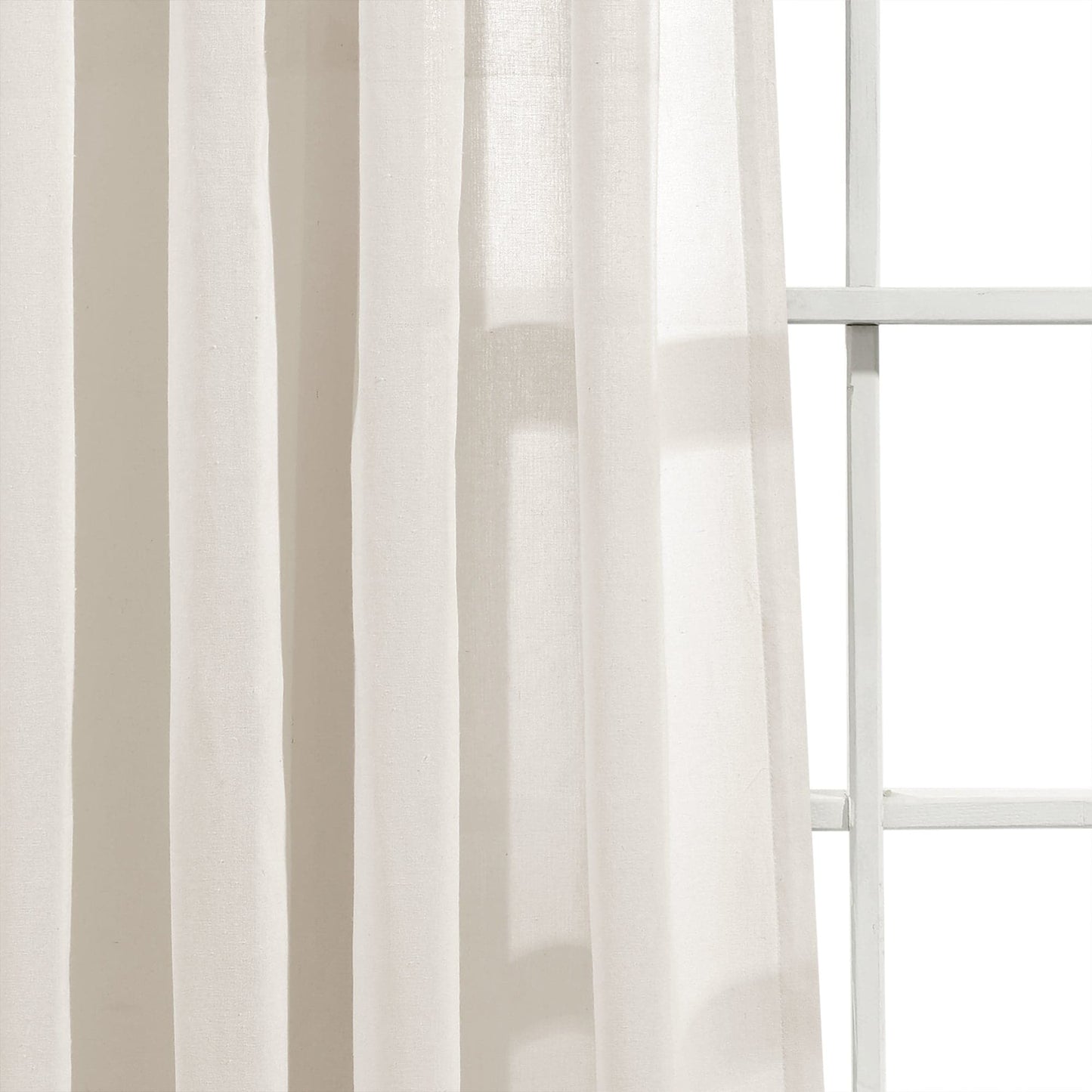 Ruched Waterfall Faux Linen Window Curtain Panel