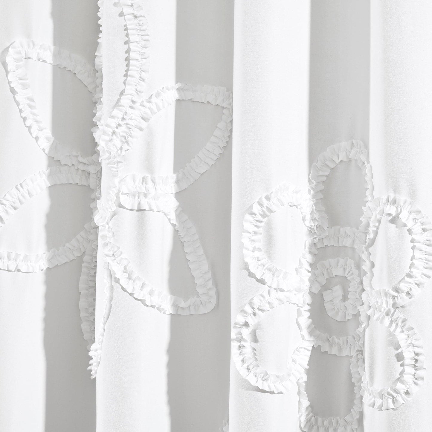 Ruffle Flower Window Curtain Panel Set