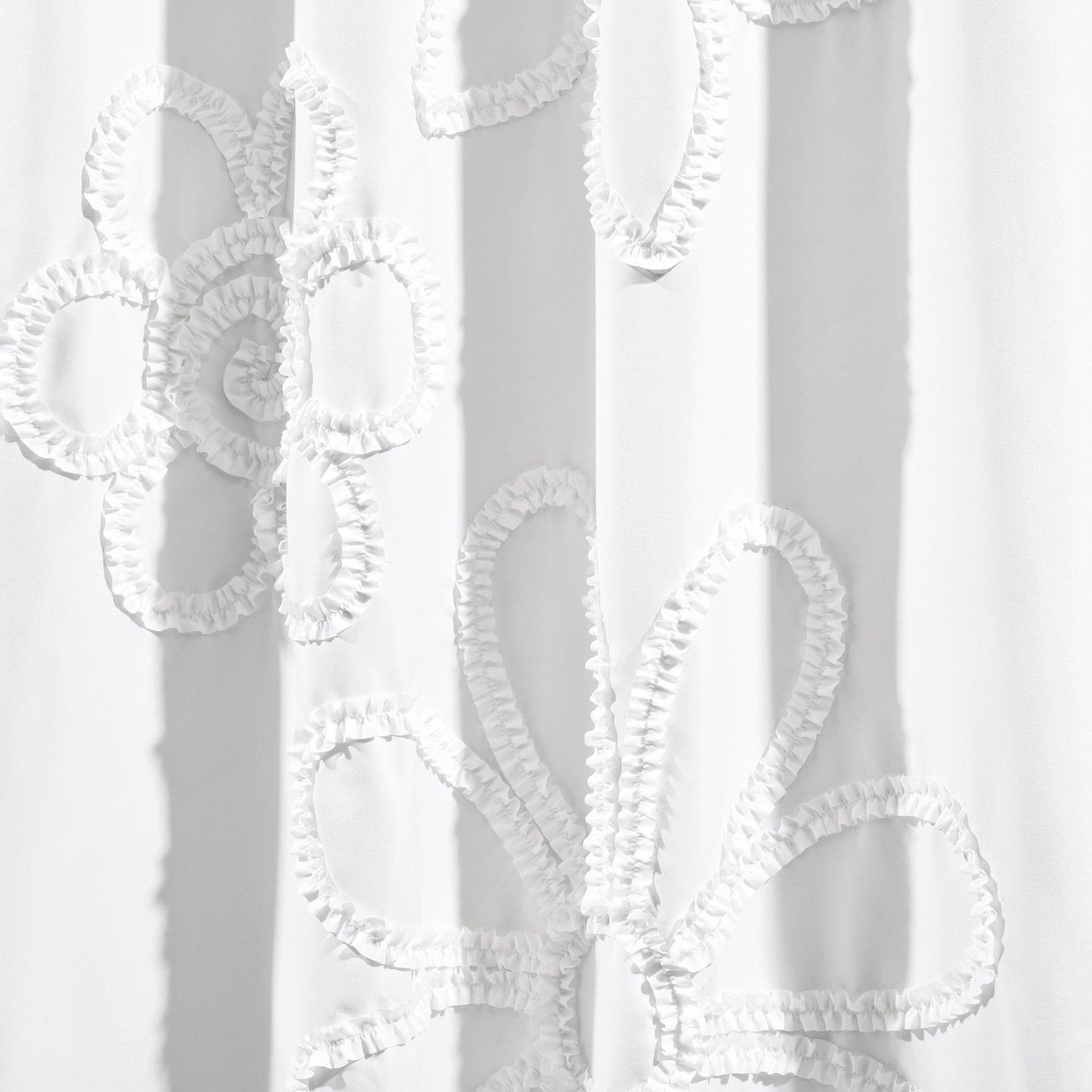 Ruffle Flower Window Curtain Panel Set