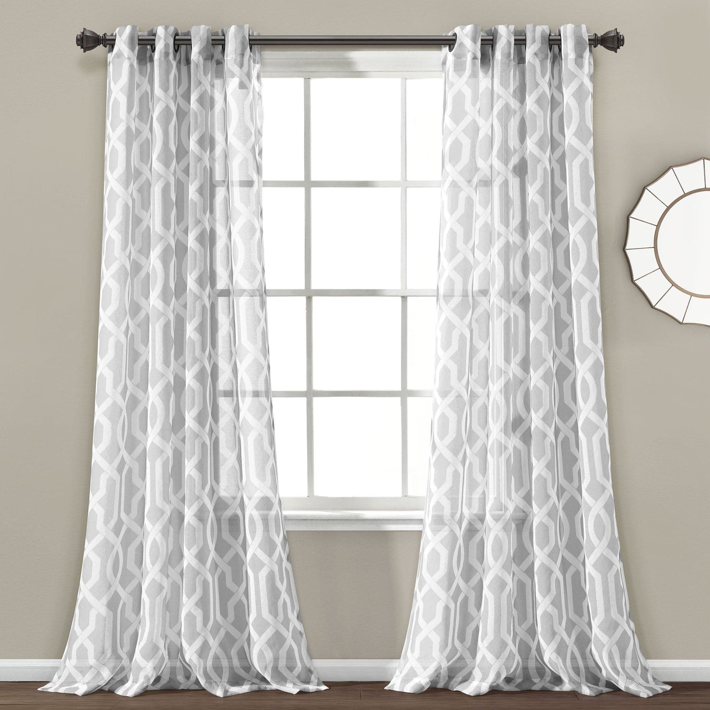 Edward Trellis Sheer Window Curtain Panel Set