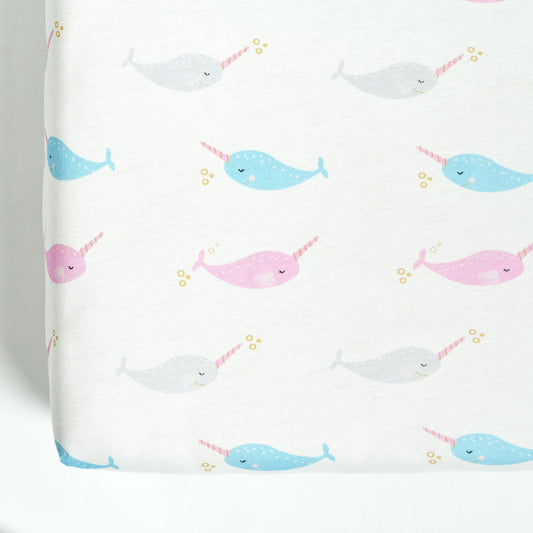 Narwhal Organic Cotton Fitted Crib Sheet