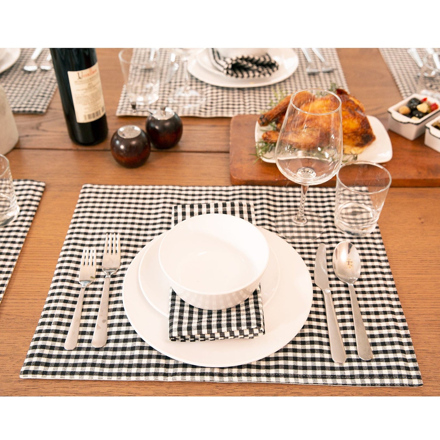 Gingham Check Yarn Dyed Placemat 4-Pack Set