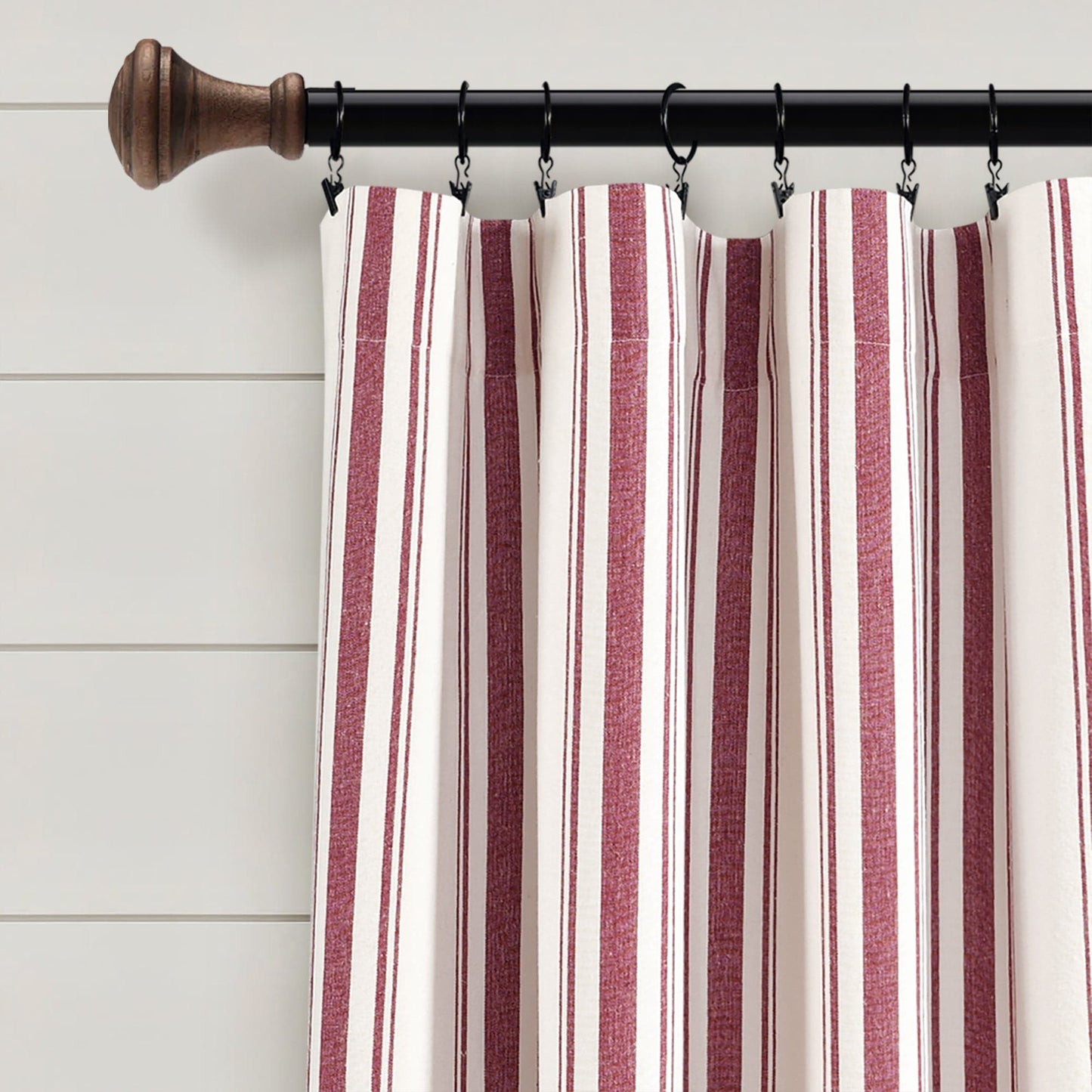 Farmhouse Stripe Yarn Dyed Recycled Cotton Window Curtain Panel Set