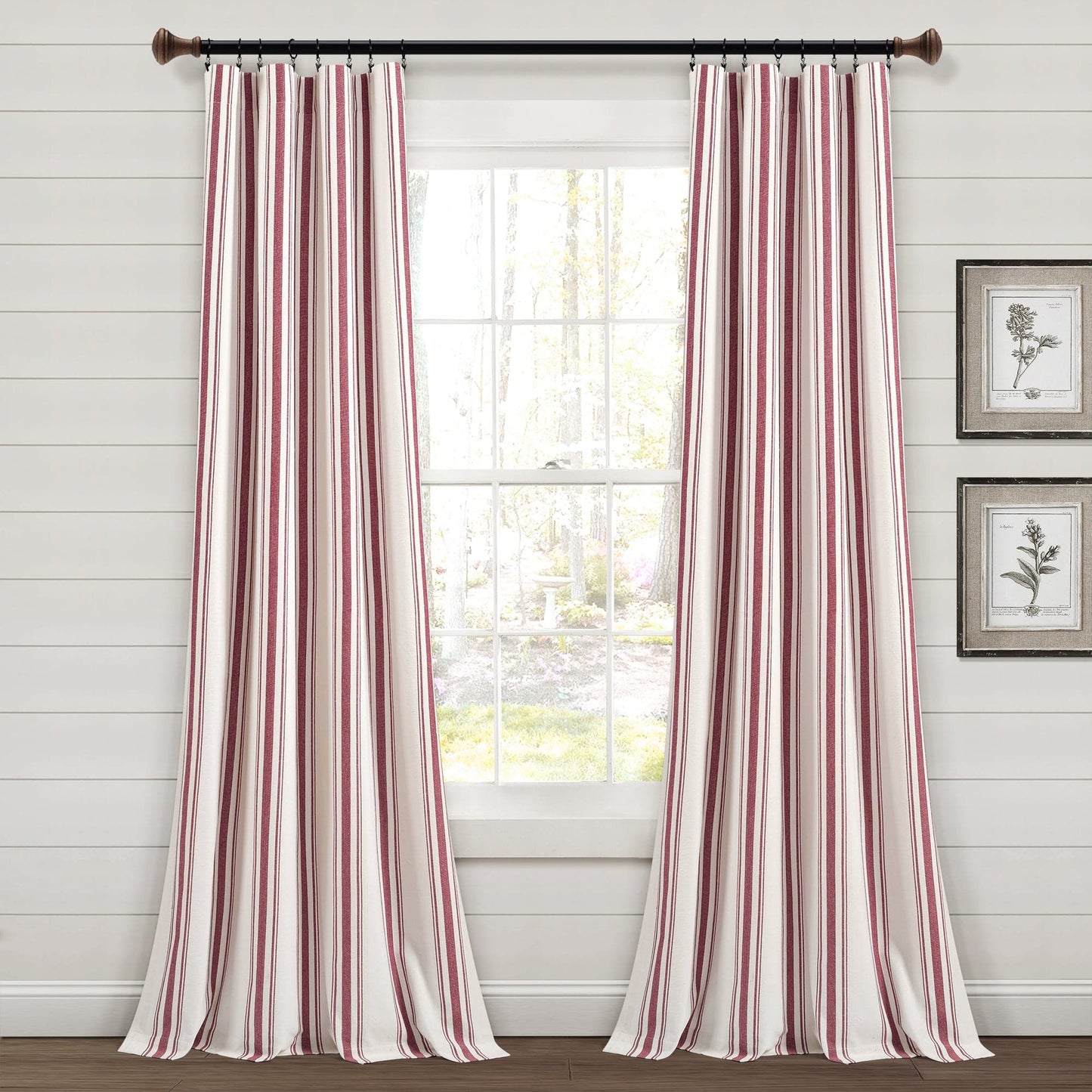 Farmhouse Stripe Yarn Dyed Recycled Cotton Window Curtain Panel Set