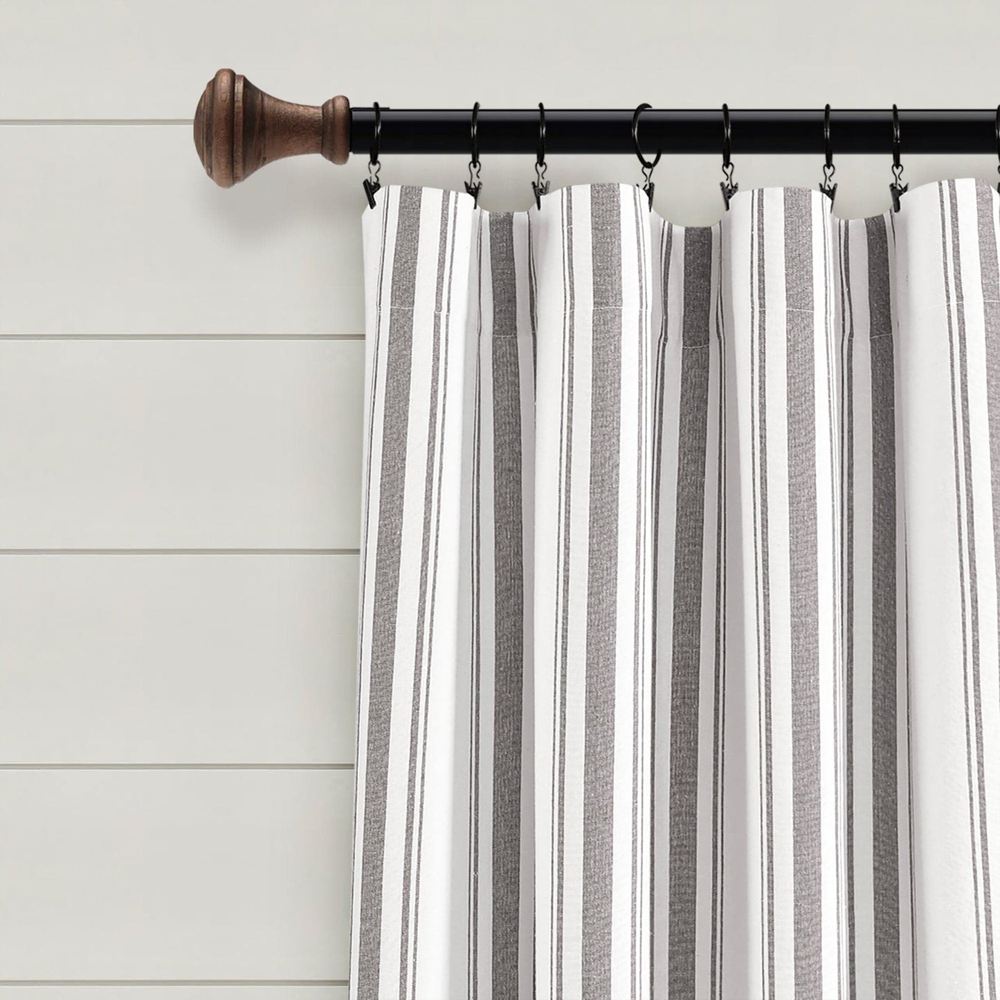 Farmhouse Stripe Yarn Dyed Recycled Cotton Window Curtain Panel Set