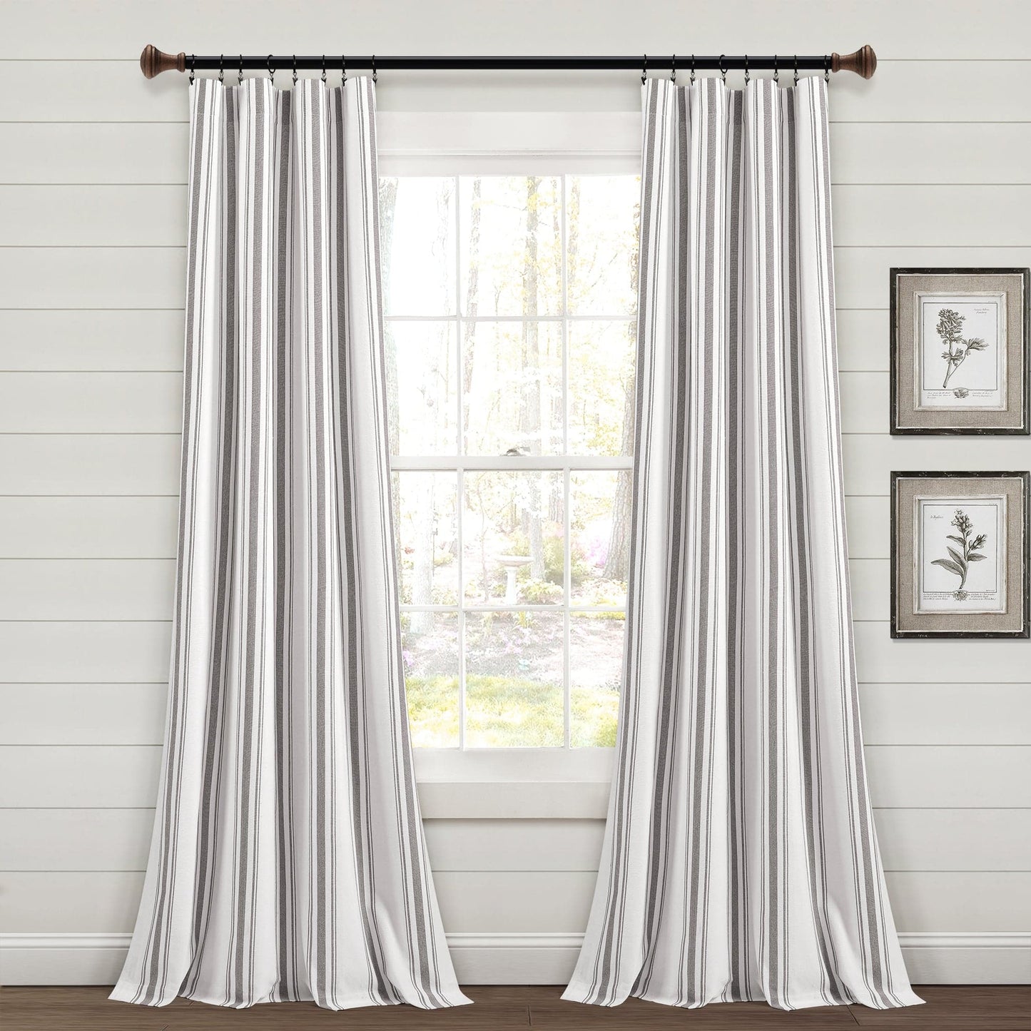 Farmhouse Stripe Yarn Dyed Recycled Cotton Window Curtain Panel Set