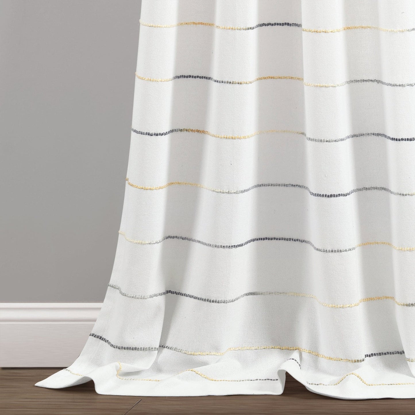 Ombre Stripe Yarn Dyed Recycled Cotton Blend Window Curtain Panel Set