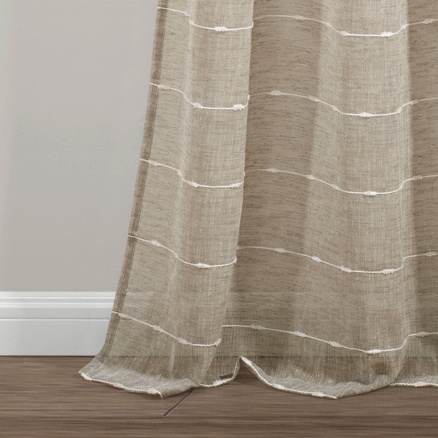 Farmhouse Textured Grommet Sheer Window Curtain Panel Set