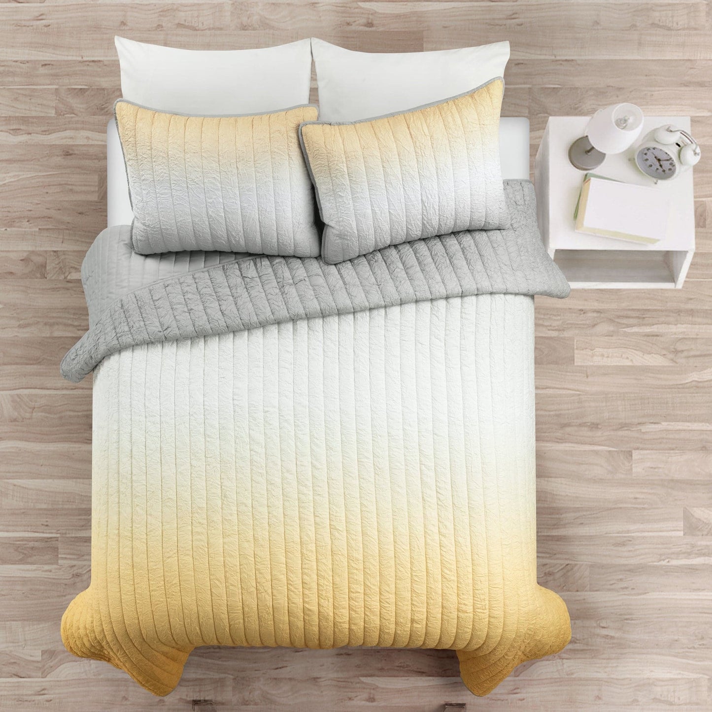 Crinkle Ombre Oversized Quilt 3 Piece Set