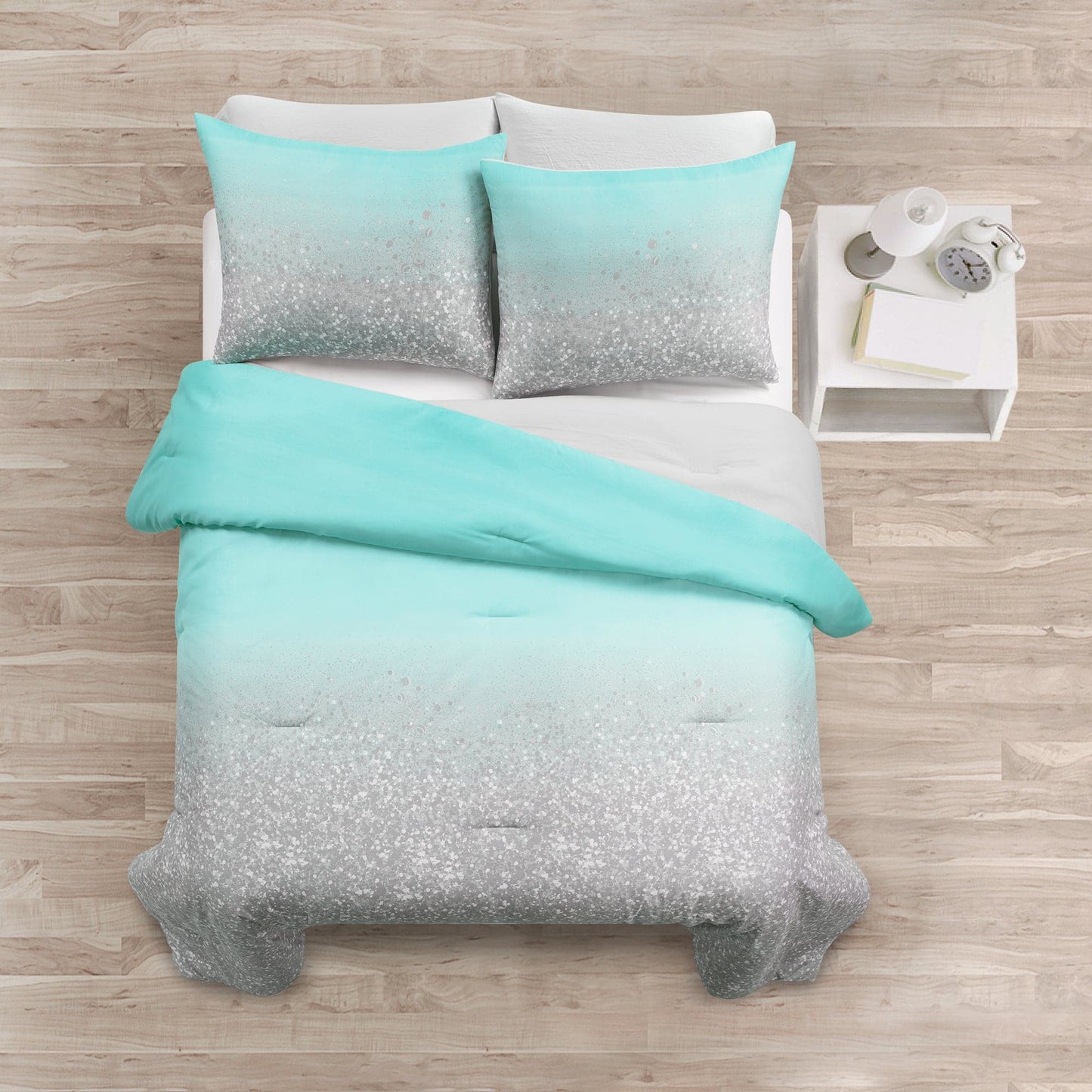 Glitter Ombre Metallic Print Comforter Set