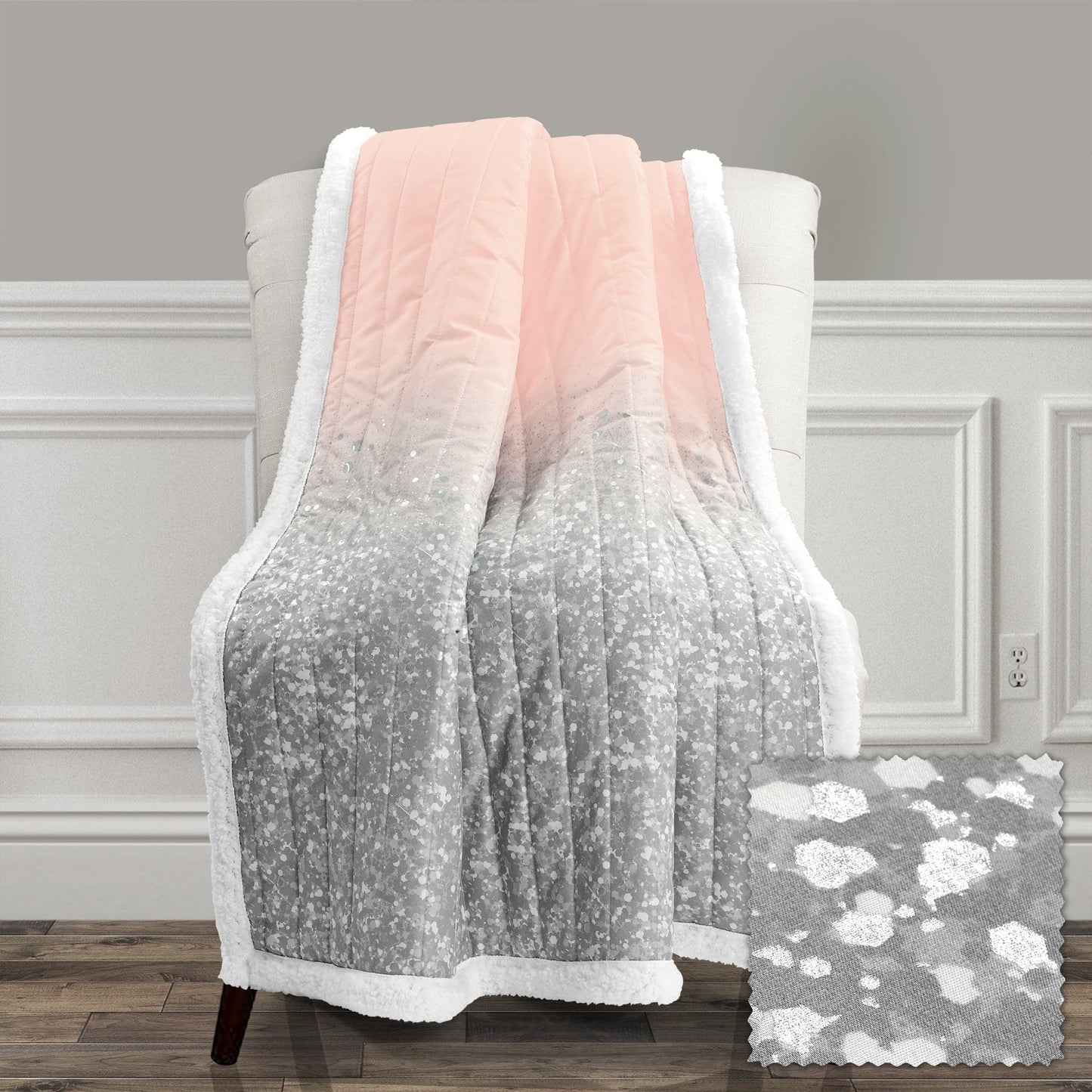 Glitter Ombre Metallic Print Sherpa Throw