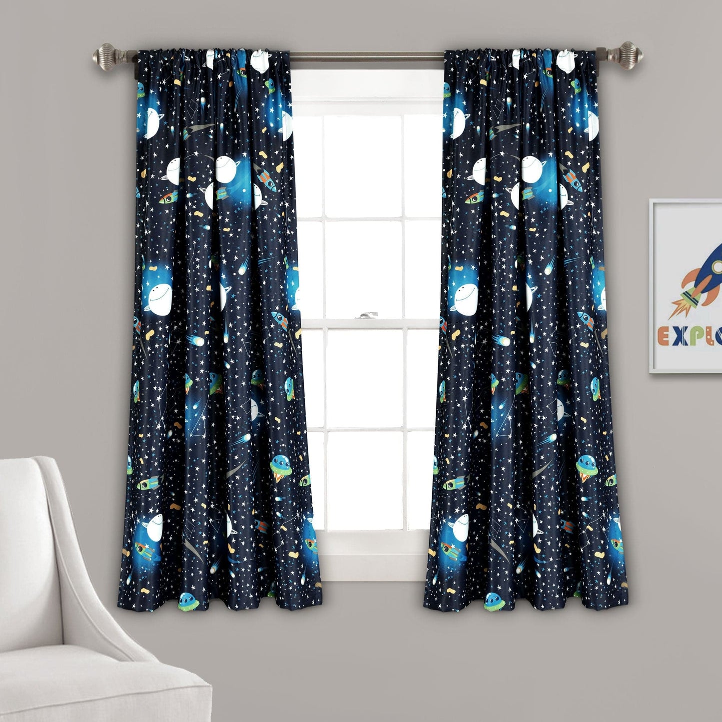 Universe Light Filtering Window Curtain Panel Set