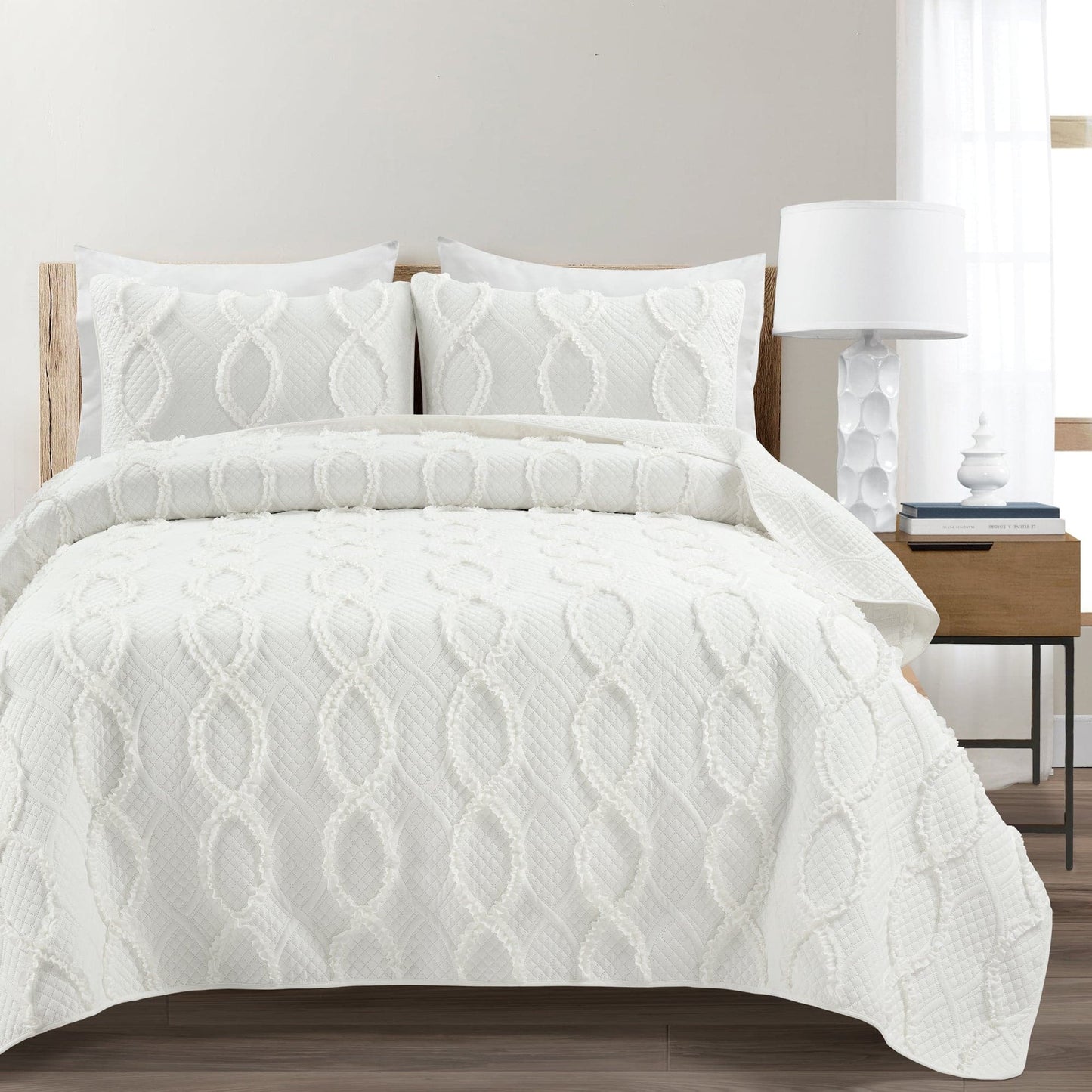 Avon Textured Ruffle Quilt 3 Piece Set