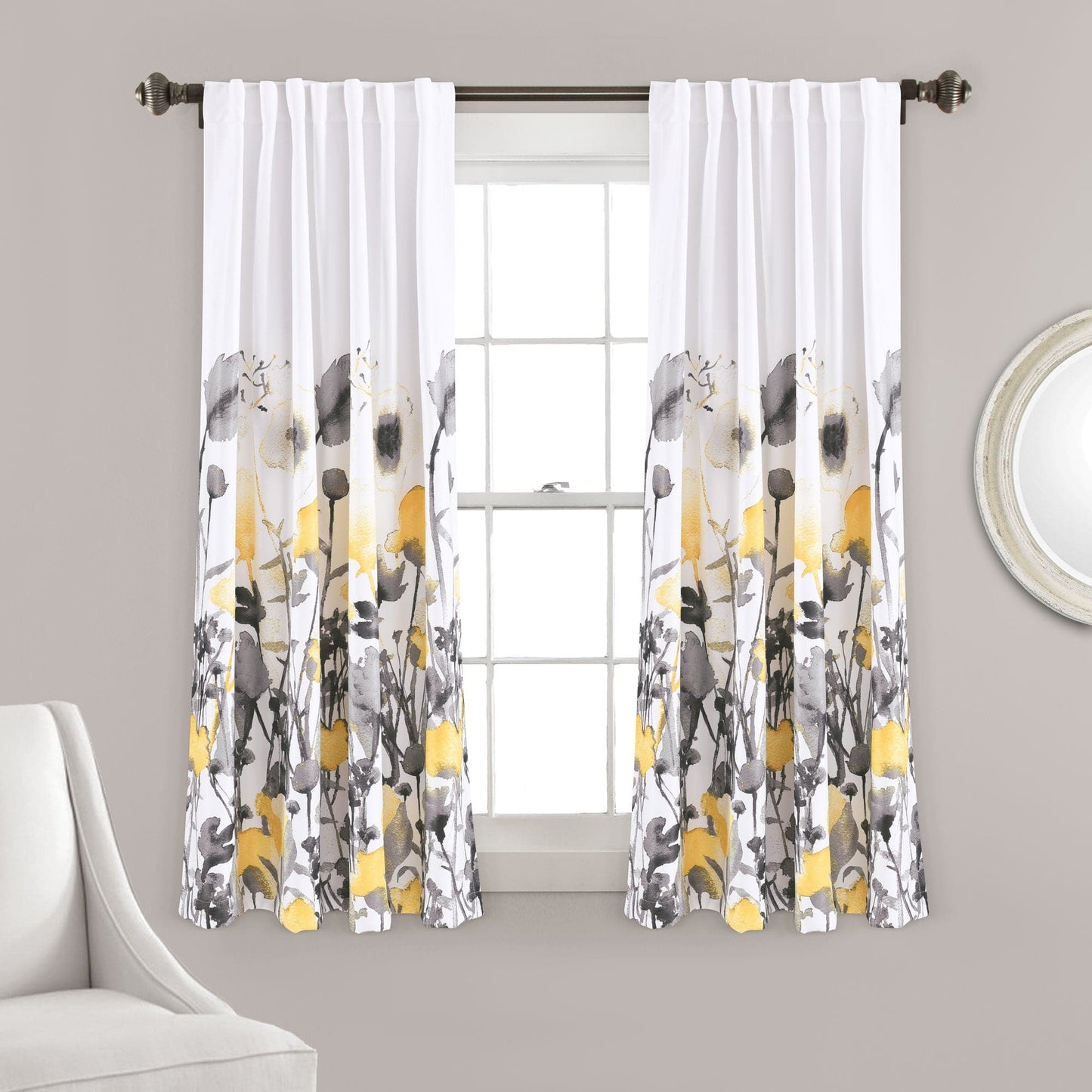 Zuri Flora Light Filtering Window Curtain Panel Set