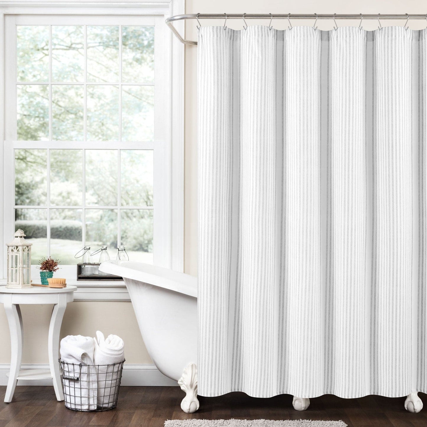 Drew Stripe Silver-Infused Antimicrobial Shower Curtain