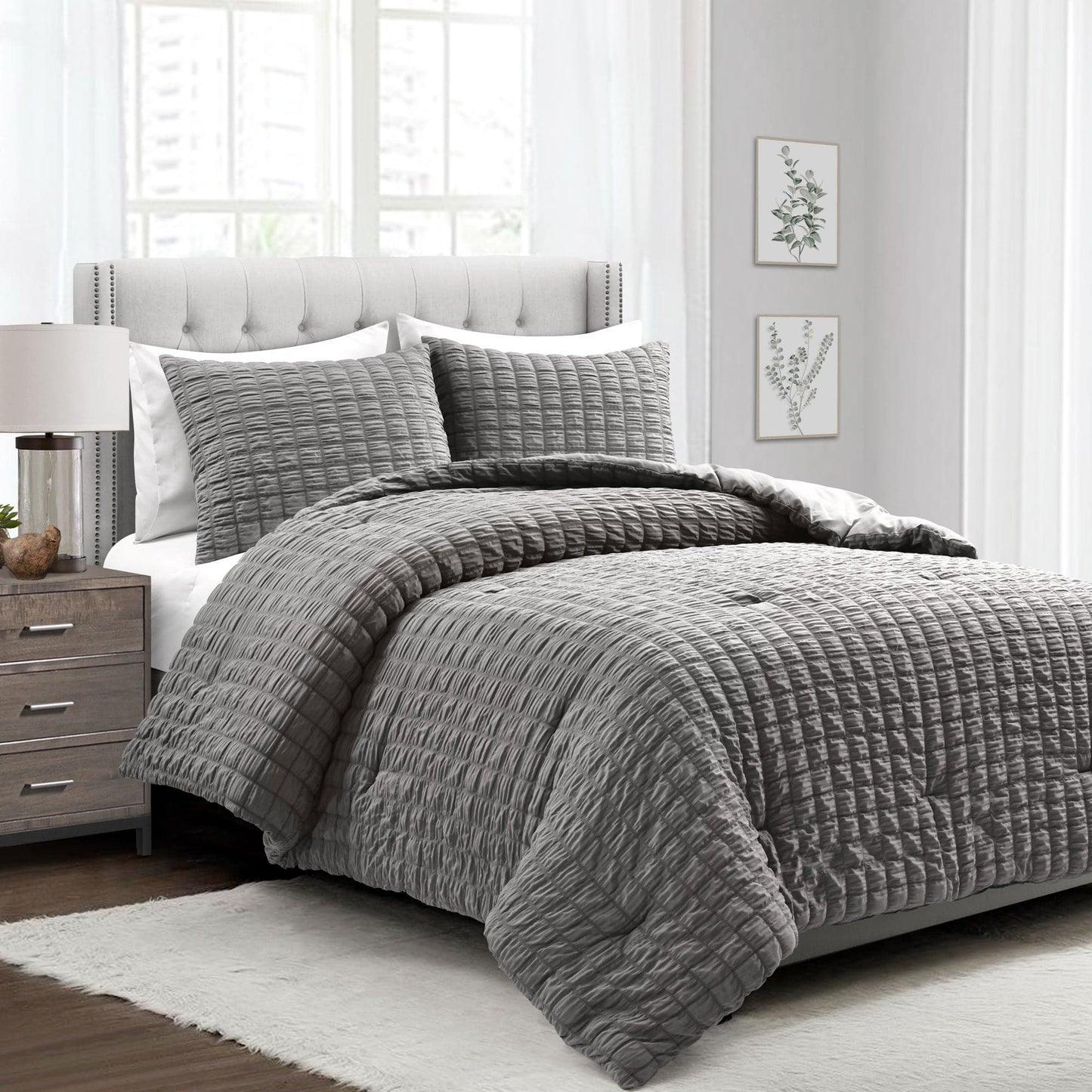 Crinkle Textured Dobby Comforter Set