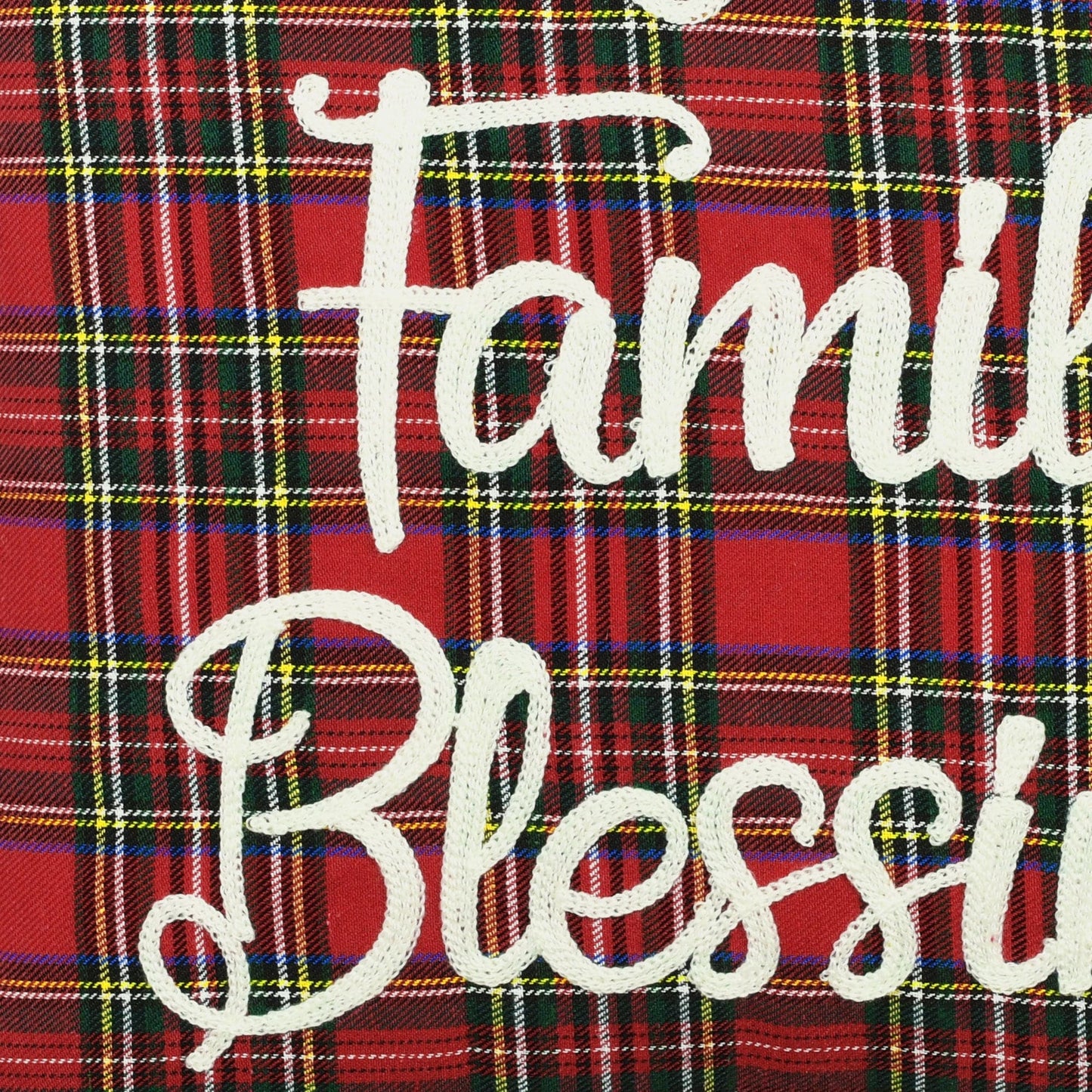 Home Family Blessing Plaid Embroidery Script Decorative Pillow Cover