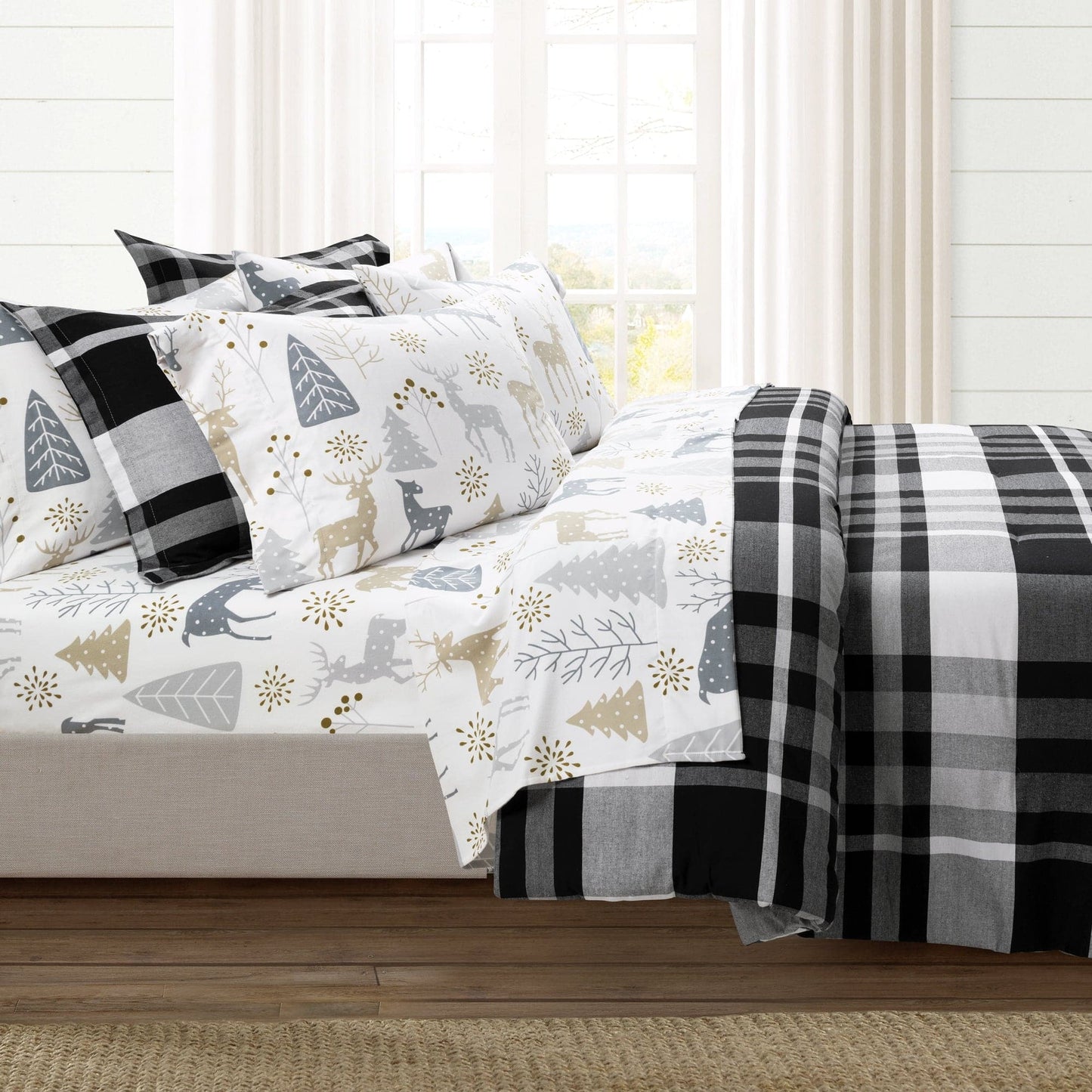 Farmhouse Yarn Dyed Plaid Recycled Cotton Comforter 5 Piece Set