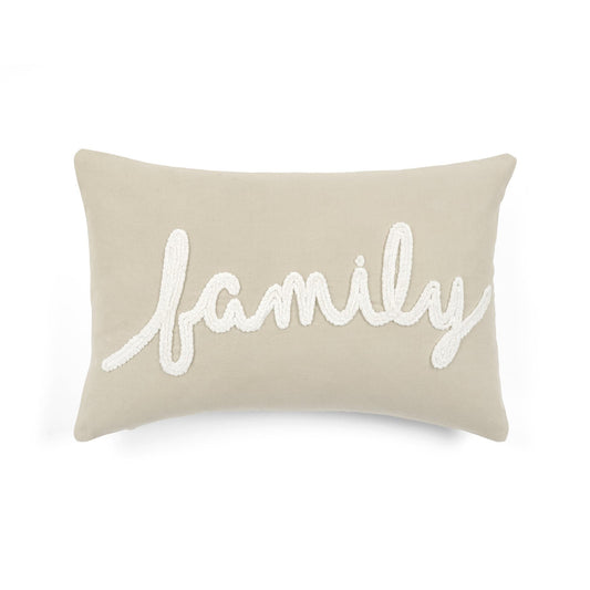 Family Chenille Embroidery Decorative Pillow Cover