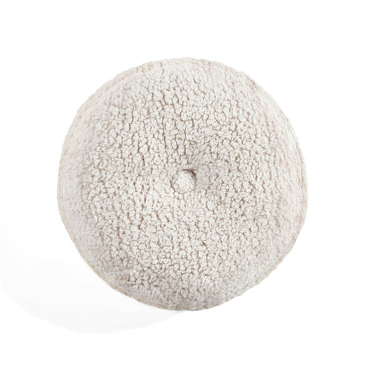 Button Soft Sherpa Round Throw Pillow