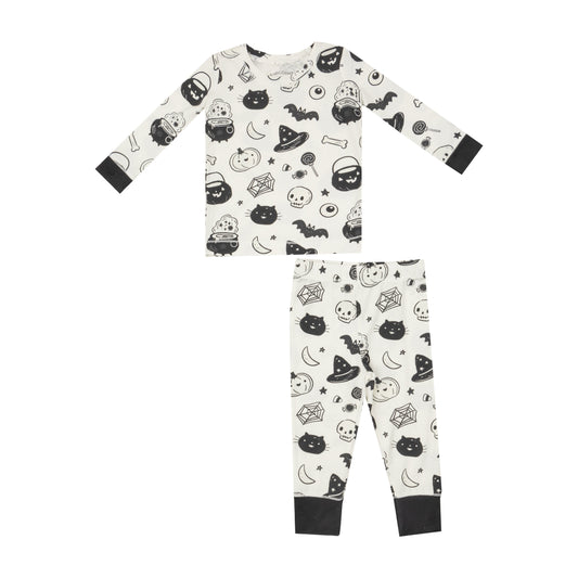 L/S Loungewear Set - Black And White Halloween