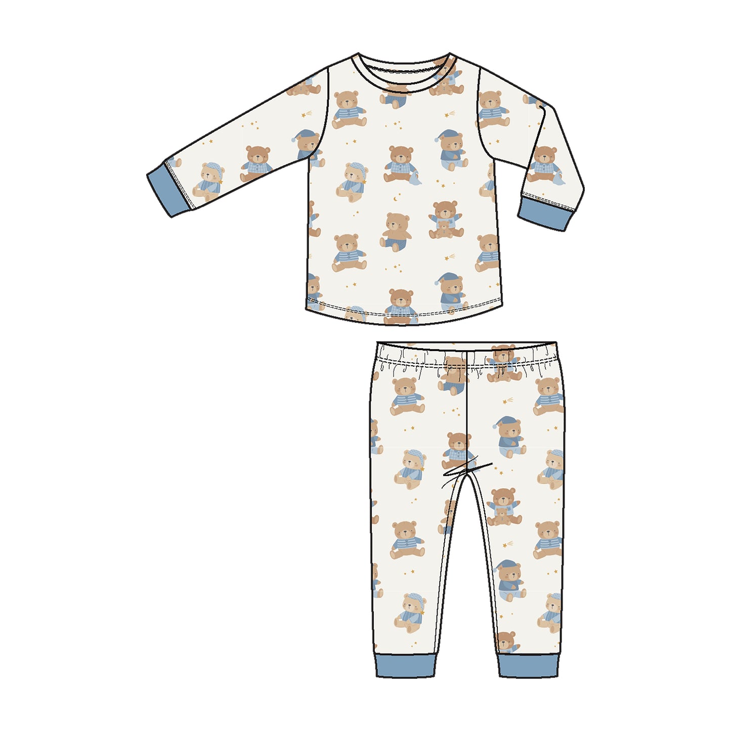 L/S Loungewear Set - Teddy Bears Blue