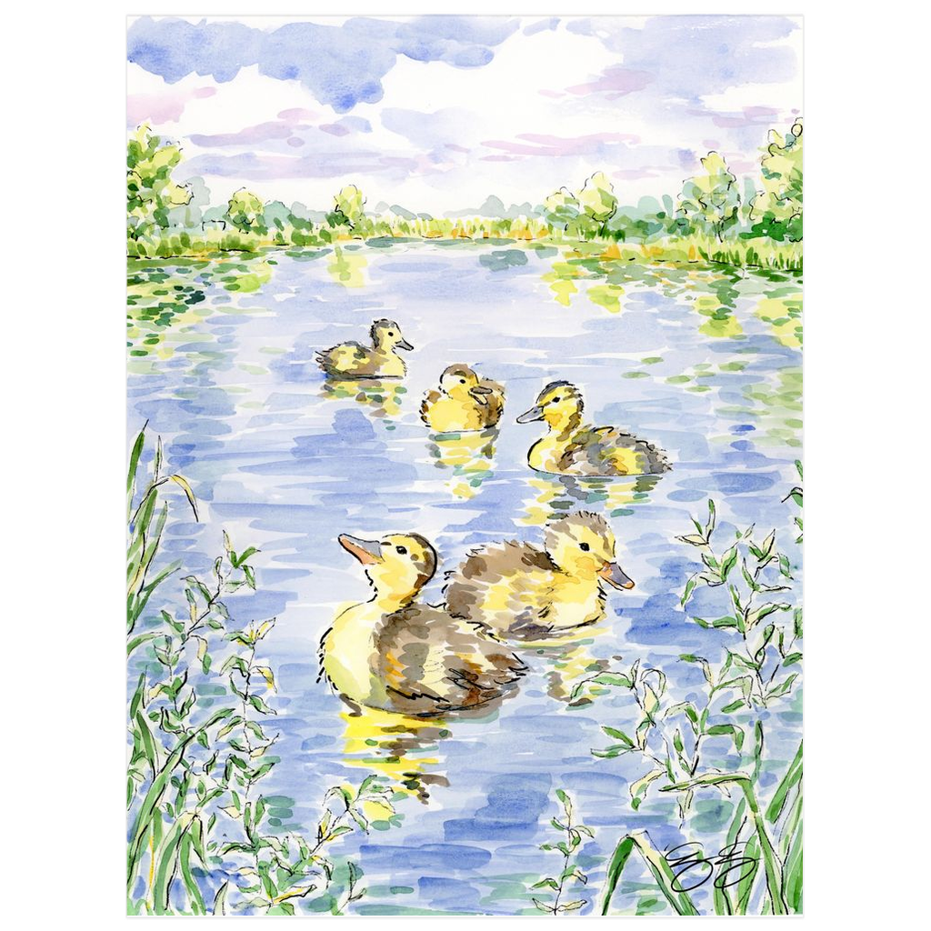 Baby Farm Animals: Ducks, a fine art print on paper