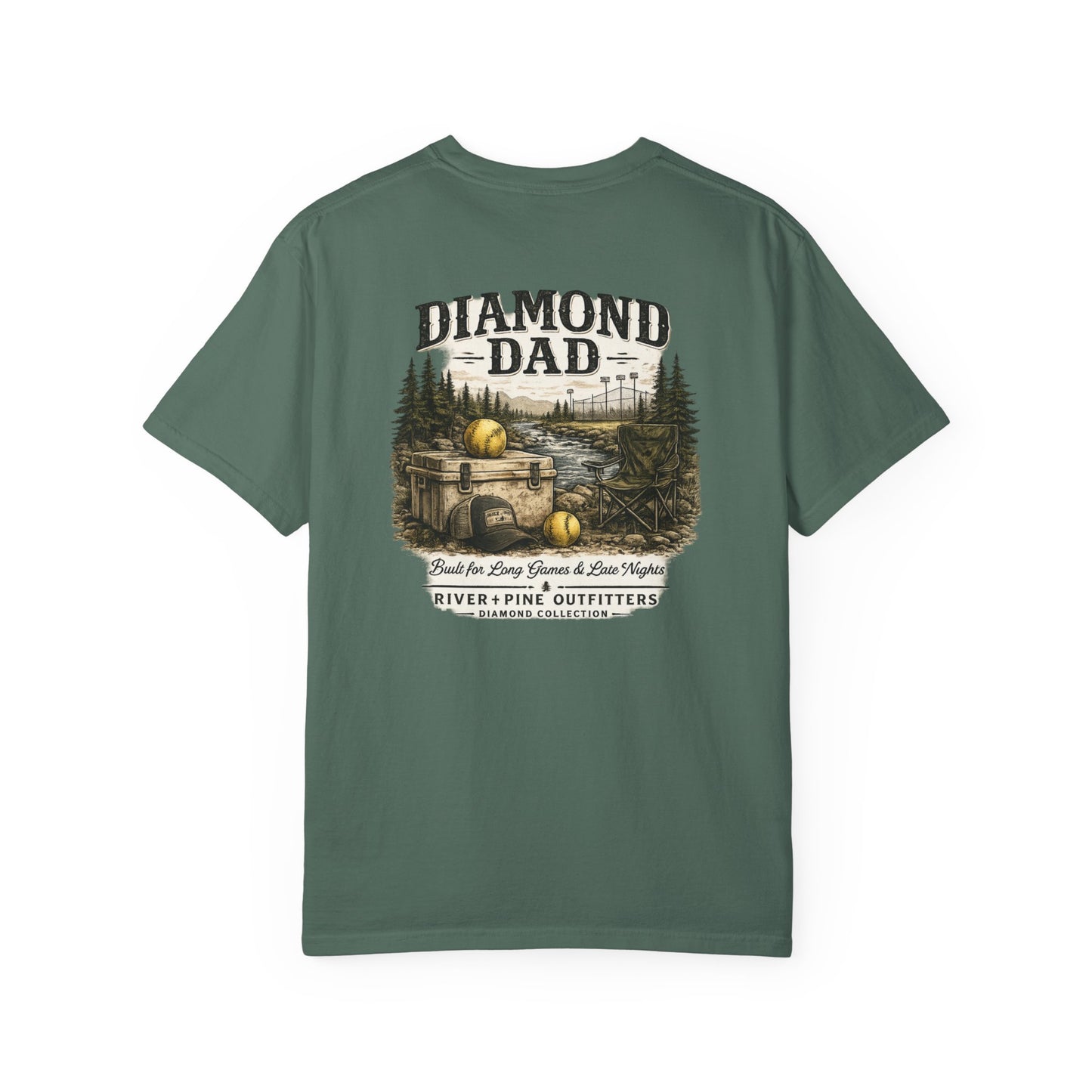 River + Pine Comfort Colors - Diamond Dad - Cooler & Softballs