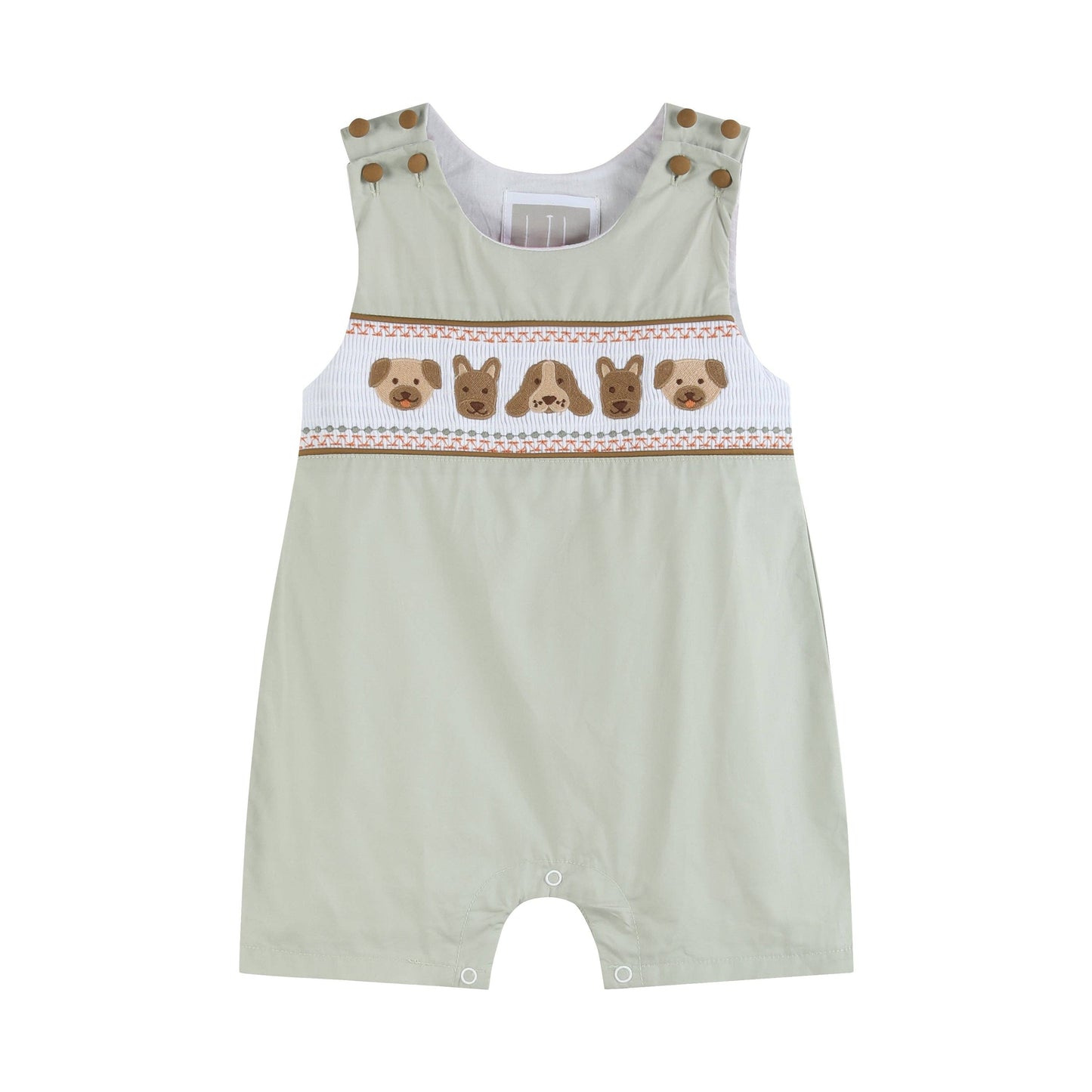 Lil Cactus - Green Dog Smocked Shortalls