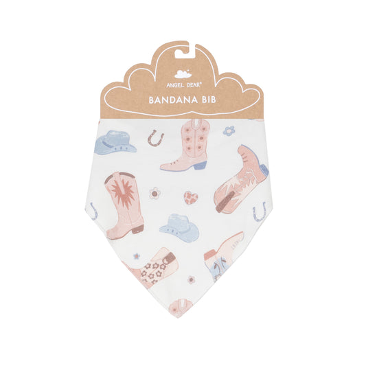 Bandana Bib - Cowboy Boots - Pink