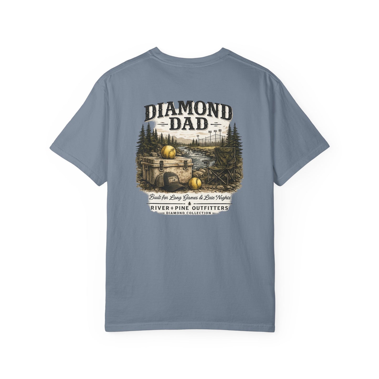 River + Pine Comfort Colors - Diamond Dad - Cooler & Softballs