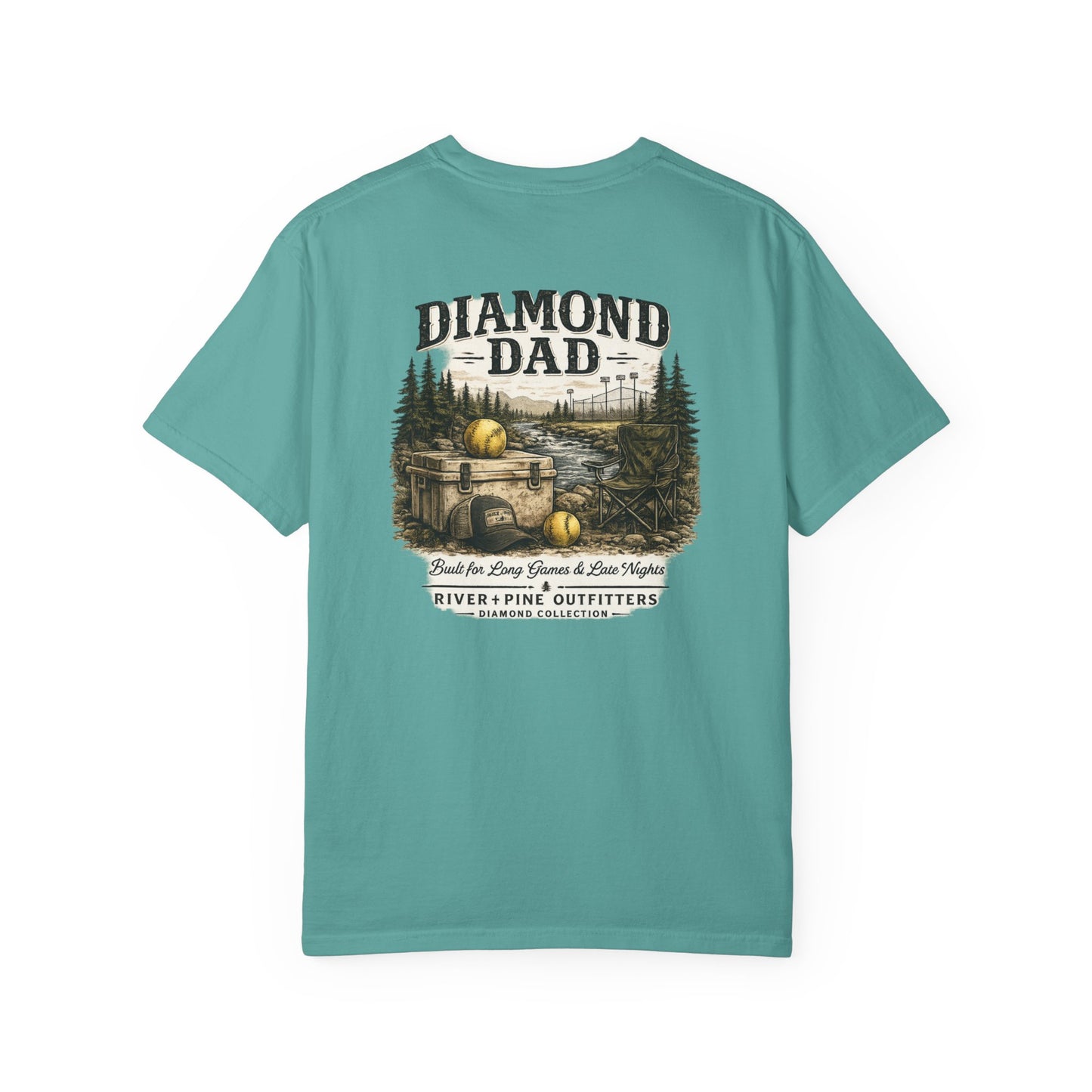 River + Pine Comfort Colors - Diamond Dad - Cooler & Softballs