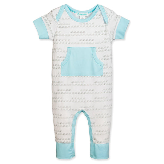 Kangaroo Romper - Aqua Wave  100% Pima Cotton