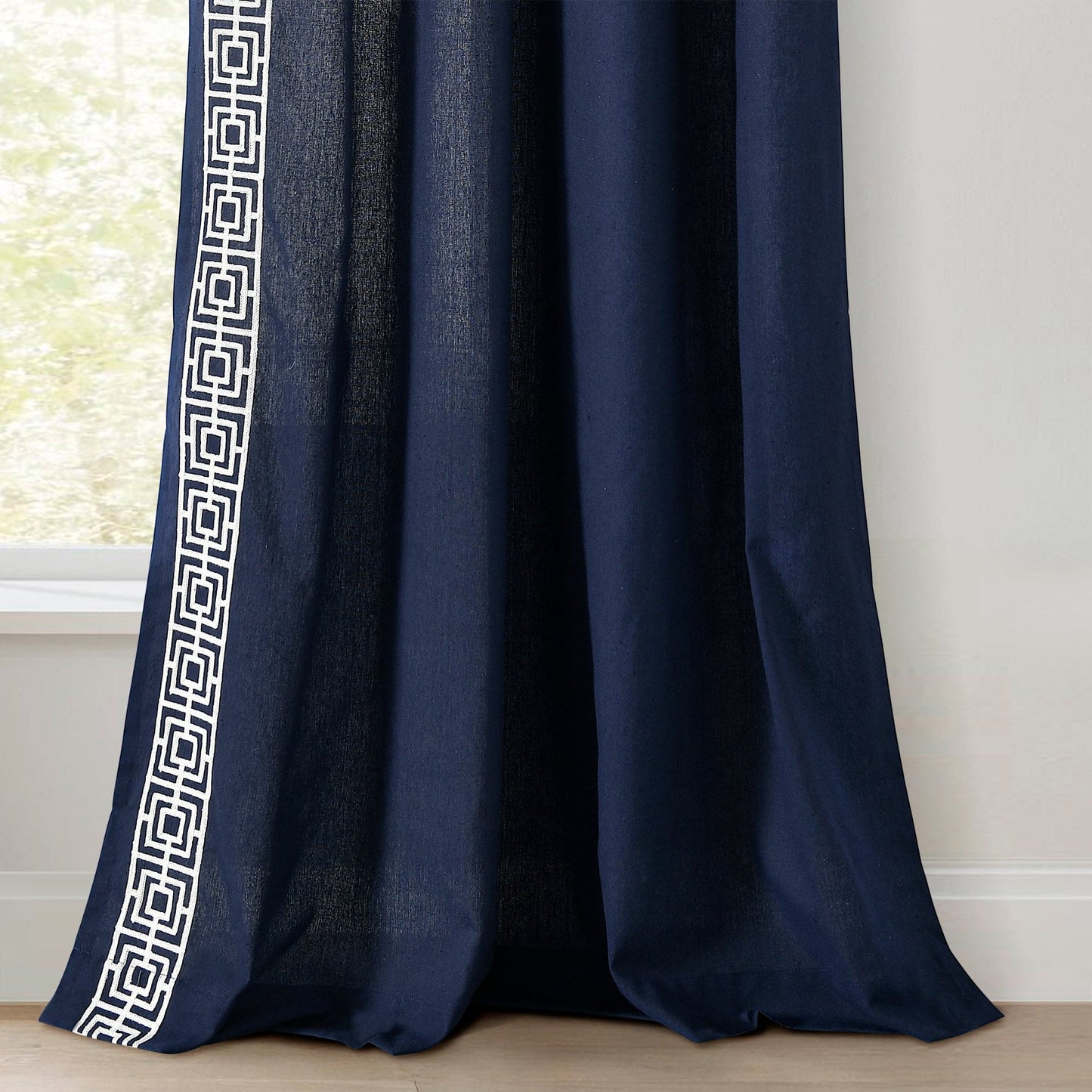 Luxury Modern Square Embroidery Border Window Curtain Panel