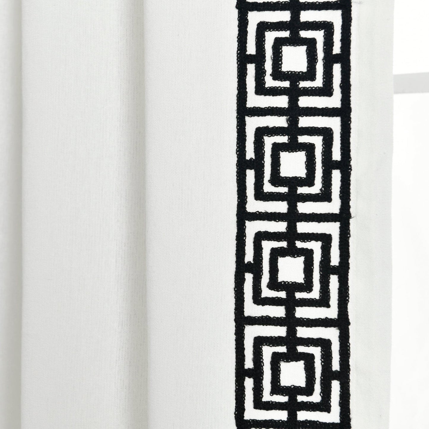 Luxury Modern Square Embroidery Border Window Curtain Panel